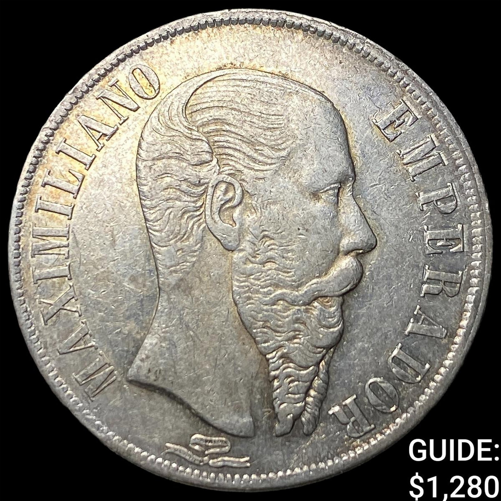 1866 Mexico Maximilian I Silver 1 Peso NEARLY UNCIRCULATED (1 of 2)