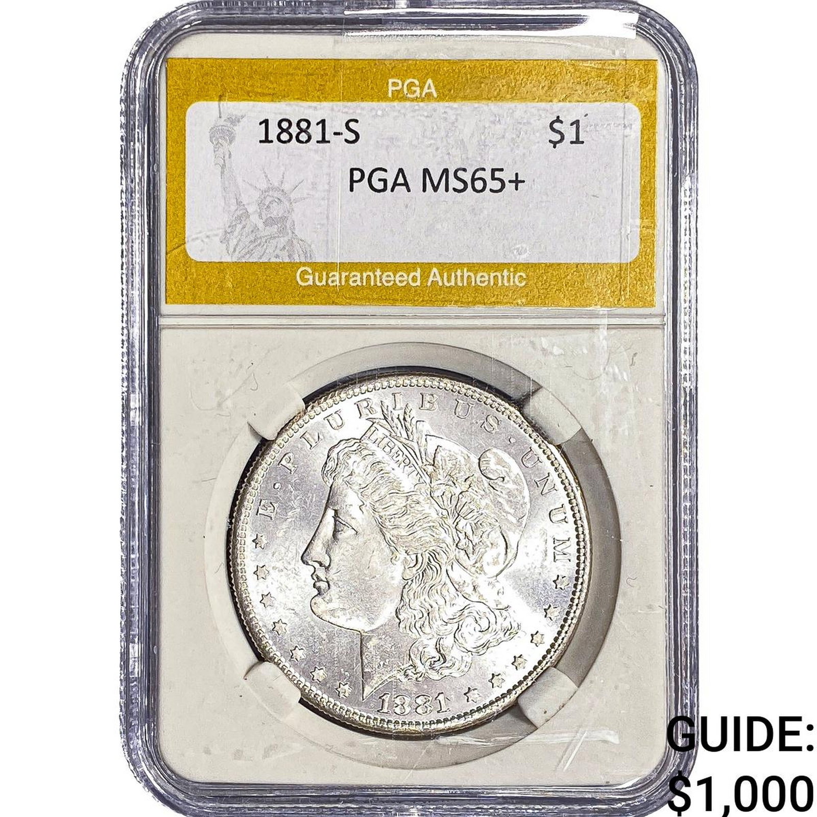 1881-S Morgan Silver Dollar PGA MS65+: 1881-S Morgan Silver Dollar PGA MS65+