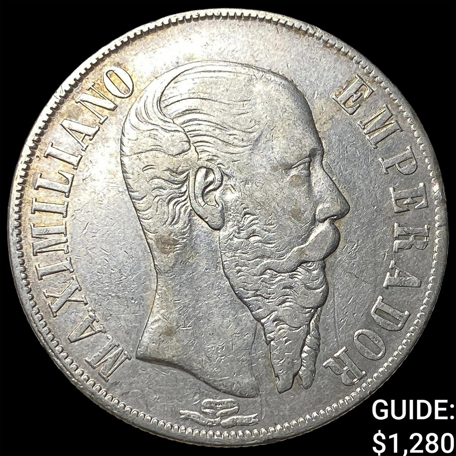 1867 Mexico Maximilian I Silver 1 Peso NEARLY UNCIRCULATED (1 of 2)