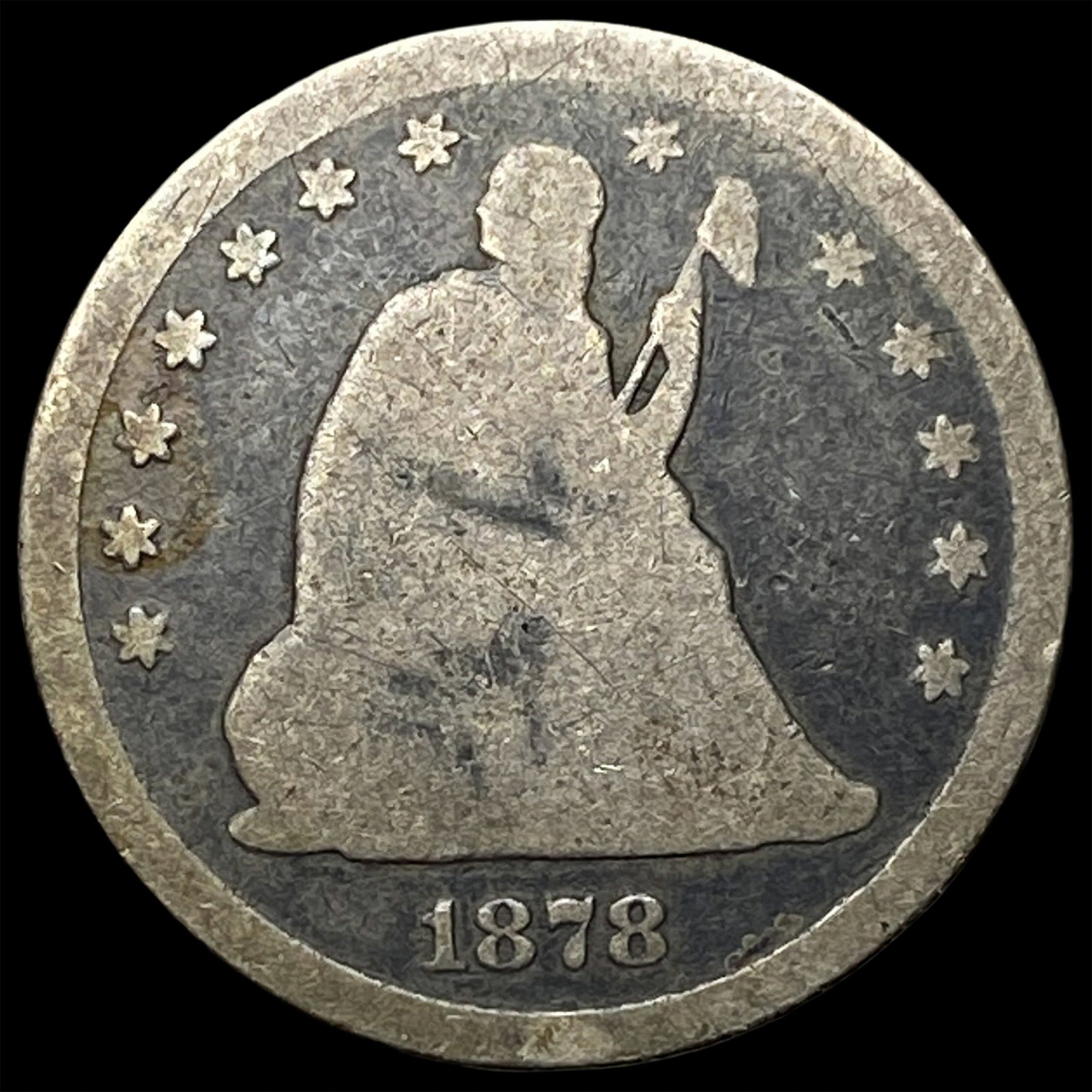 1878-CC Silver Seated Liberty Quarter NICELY CIRCULATED: 1878-CC Silver Seated Liberty Quarter NICELY CIRCULATED