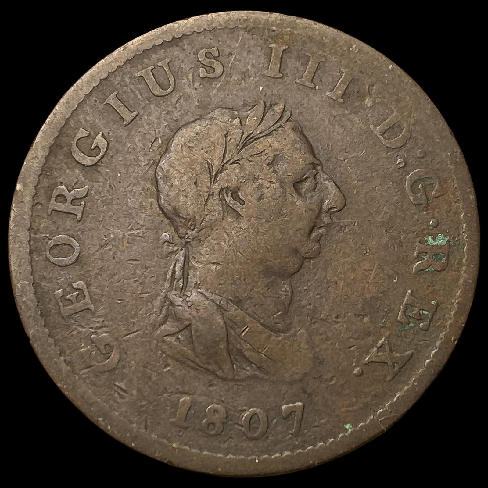1807 Great Britain Bronze Half Penny NEARLY UNCIRCULATED: 1807 Great Britain Bronze Half Penny NEARLY UNCIRCULATED