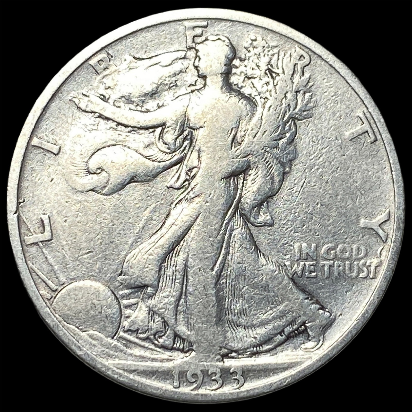 1933-S Silver Walking Liberty Half Dollar LIGHTLY CIRCULATED (1 of 2)