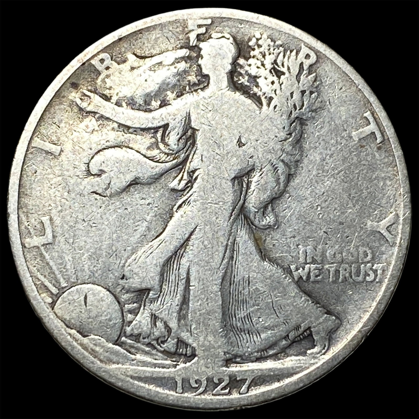 1927-S Silver Half Dollar Walking Liberty NICELY CIRCULATED: 1927-S Silver Half Dollar Walking Liberty NICELY CIRCULATED