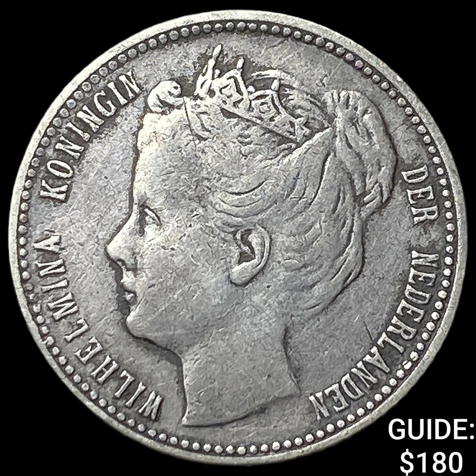 1900 Curacao Silver 1/4 Gulden NEARLY UNCIRCULATED (1 of 2)