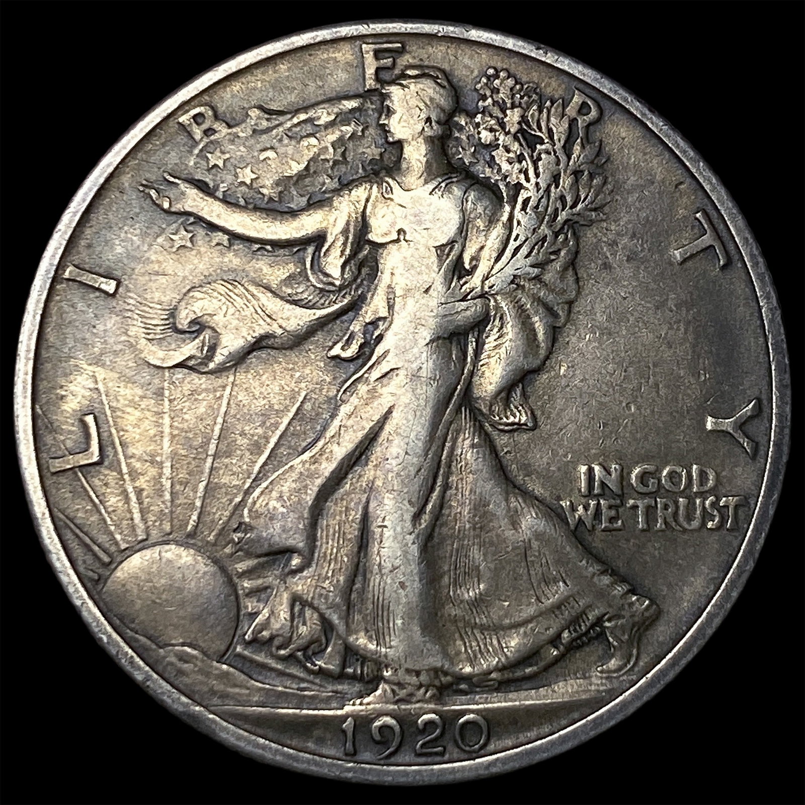 1920-D Silver Walking Liberty Half Dollar NEARLY UNCIRCULATED: 1920-D Silver Walking Liberty Half Dollar NEARLY UNCIRCULATED
