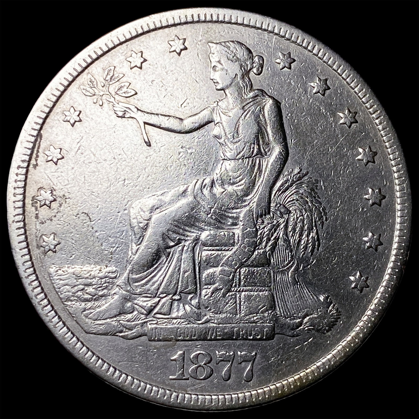 1877 Silver Trade Dollar NEARLY UNCIRCULATED (1 of 2)