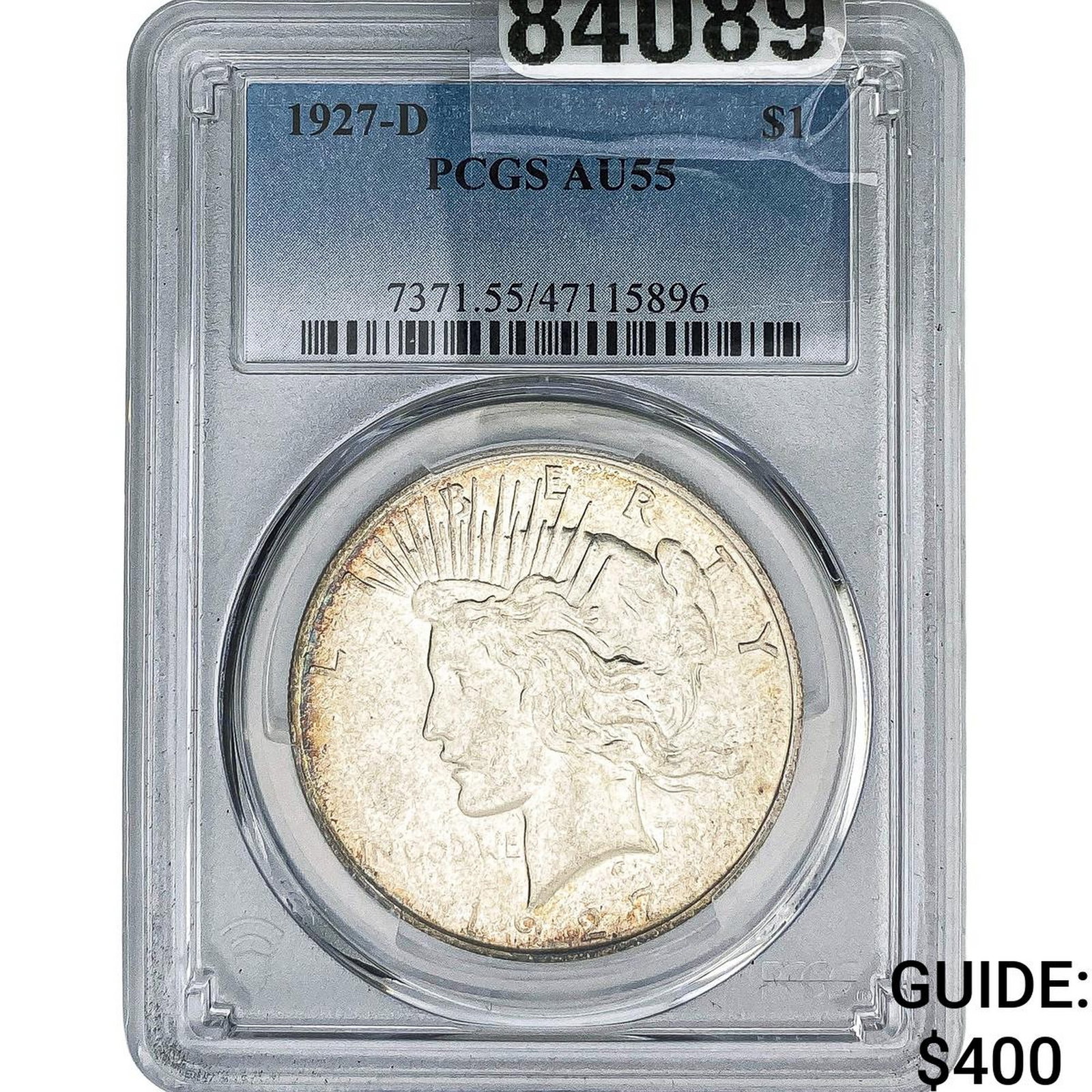 1927-D Silver Peace Dollar PCGS AU55: 1927-D Silver Peace Dollar PCGS AU55