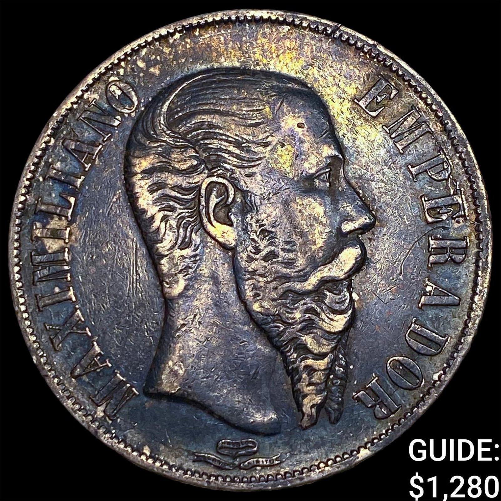 1866 Mexico Maximilian I Silver 1 Peso NEARLY UNCIRCULATED (1 of 2)