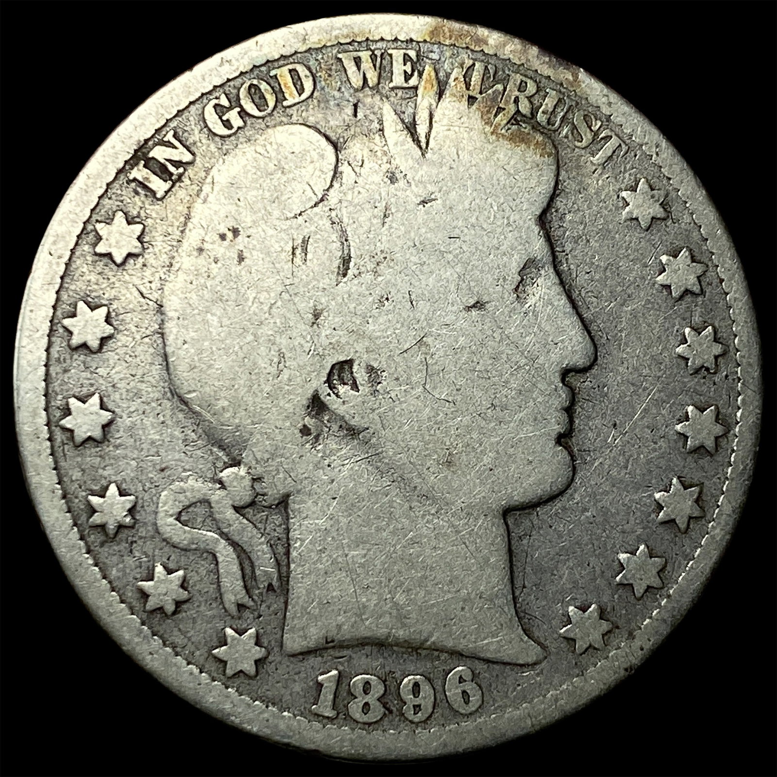 1896 Barber Half Dollar NICELY CIRCULATED: 1896 Barber Half Dollar NICELY CIRCULATED