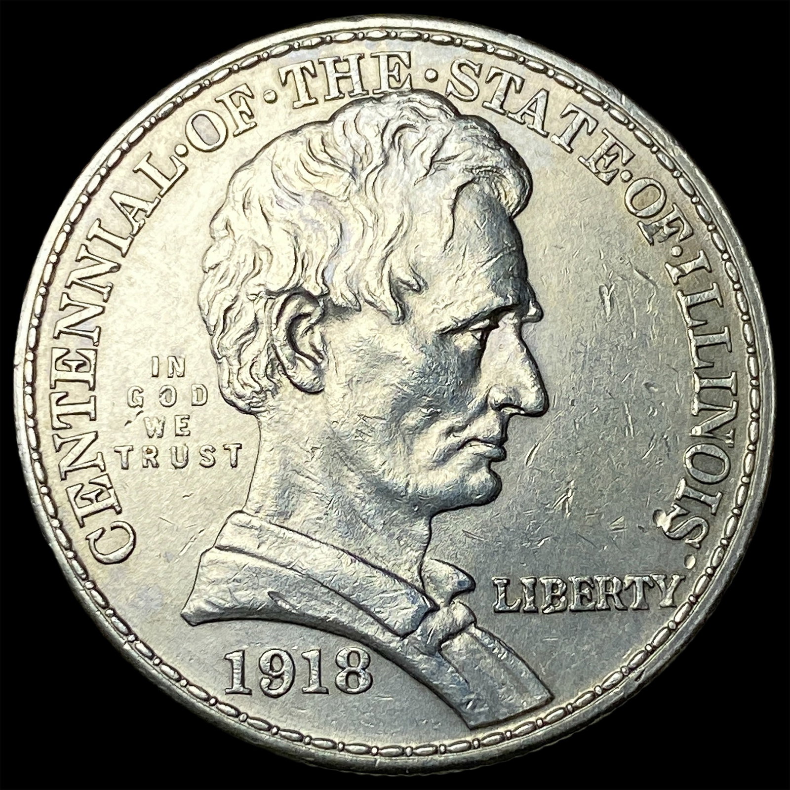 1918 Silver Half Dollar Illinois Centennial CLOSELY UNCIRCULATED: 1918 Silver Half Dollar Illinois Centennial CLOSELY UNCIRCULATED