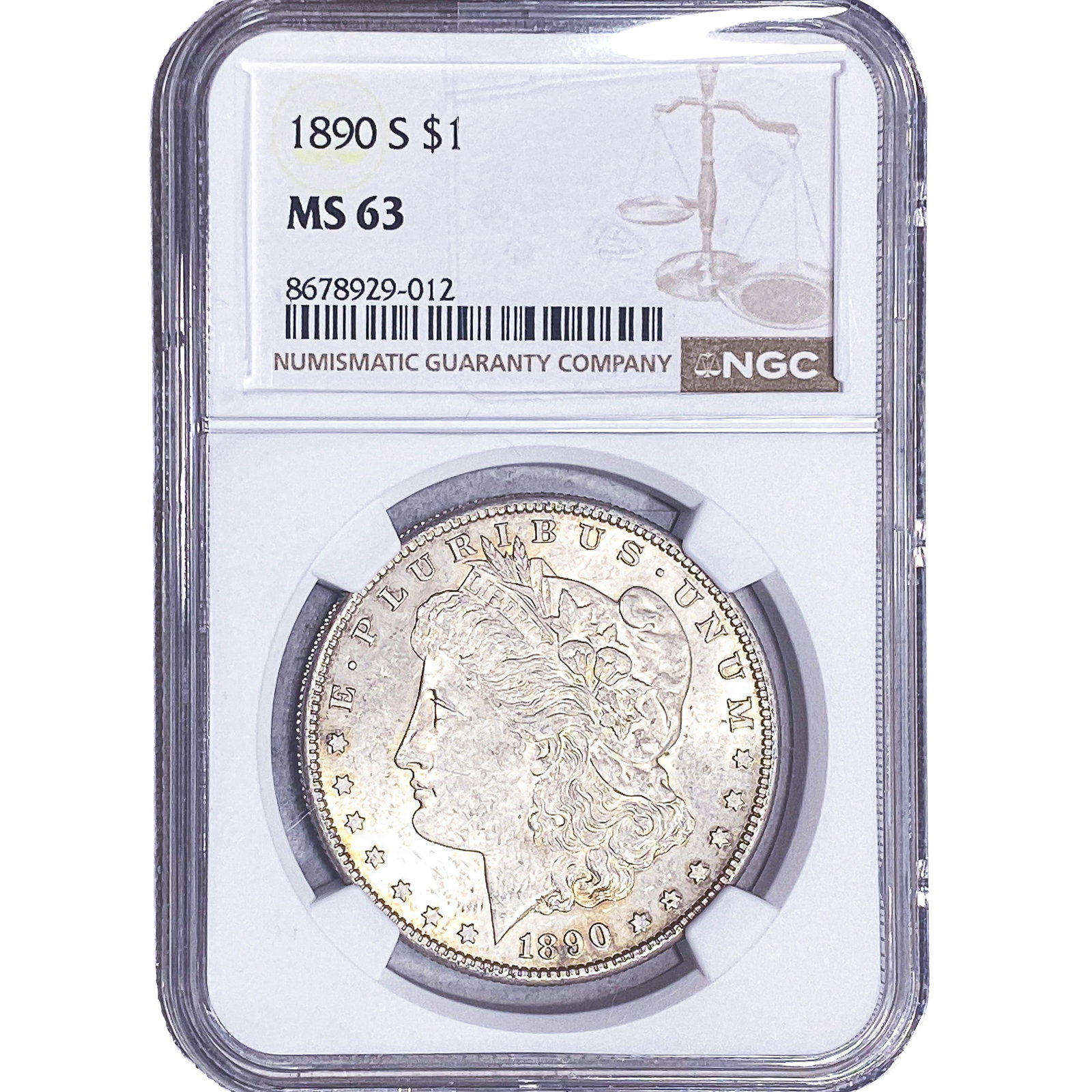 1890-S Morgan Silver Dollar NGC MS63: 1890-S Morgan Silver Dollar NGC MS63