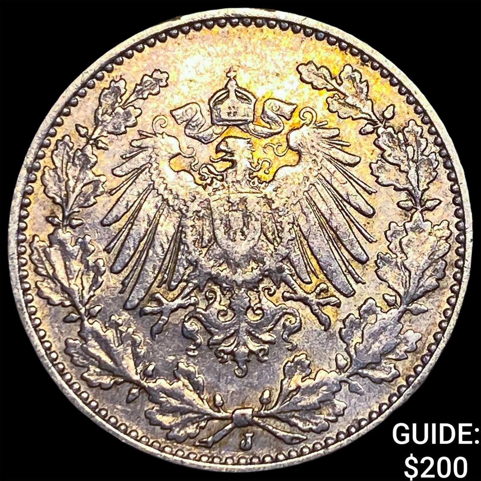 1911 Germany Silver 1/2 Silver Mark CLOSELY UNCIRCULATED: 1911 Germany Silver 1/2 Silver Mark CLOSELY UNCIRCULATED