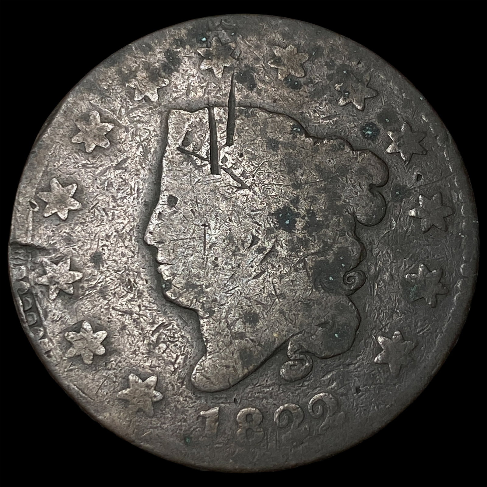 1822 Coronet Head Large Cent NICELY CIRCULATED: 1822 Coronet Head Large Cent NICELY CIRCULATED