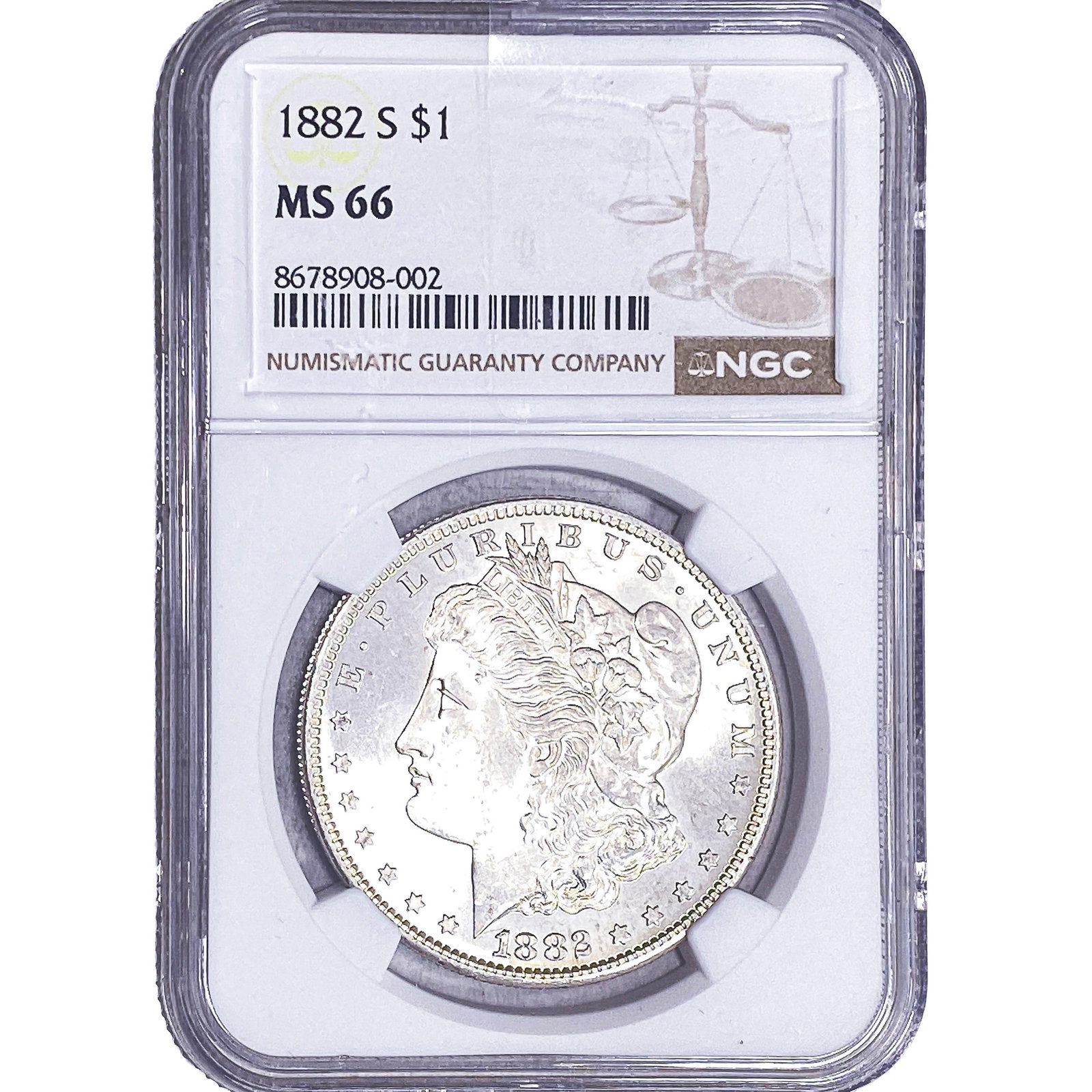 1882-S Morgan Silver Dollar NGC MS66: 1882-S Morgan Silver Dollar NGC MS66