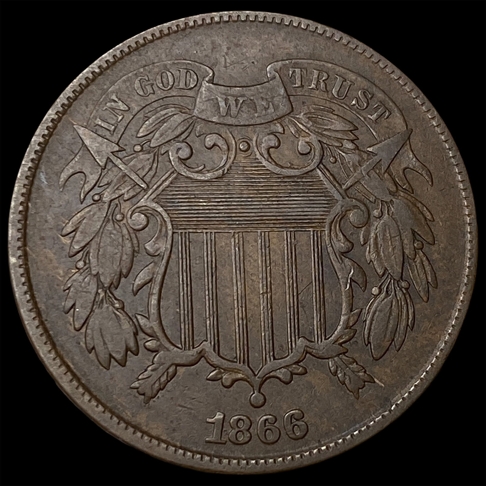 1866 Two Cent Piece NEARLY UNCIRCULATED: 1866 Two Cent Piece NEARLY UNCIRCULATED