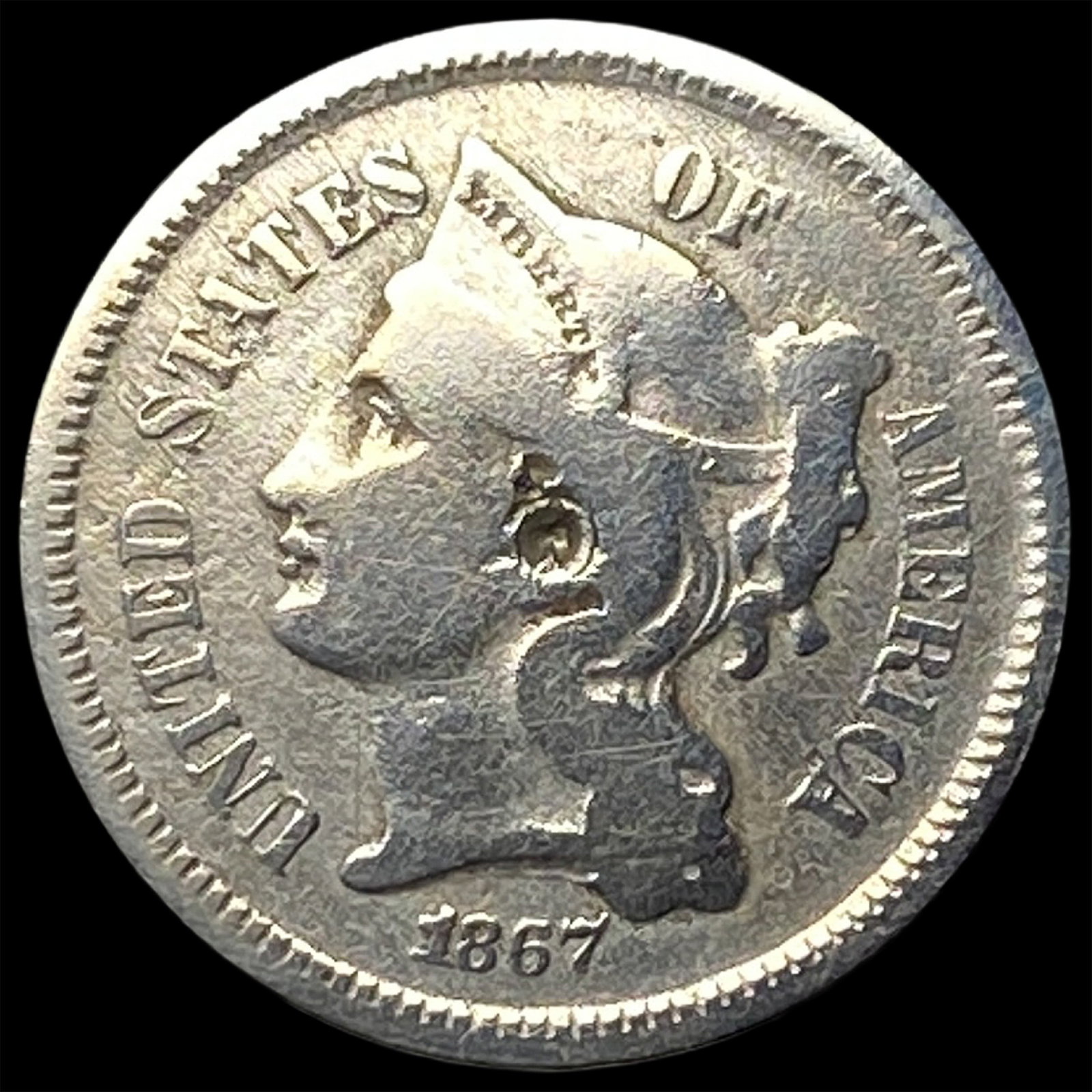 1867 Nickel Three-Cent Piece HIGH GRADE (1 of 2)