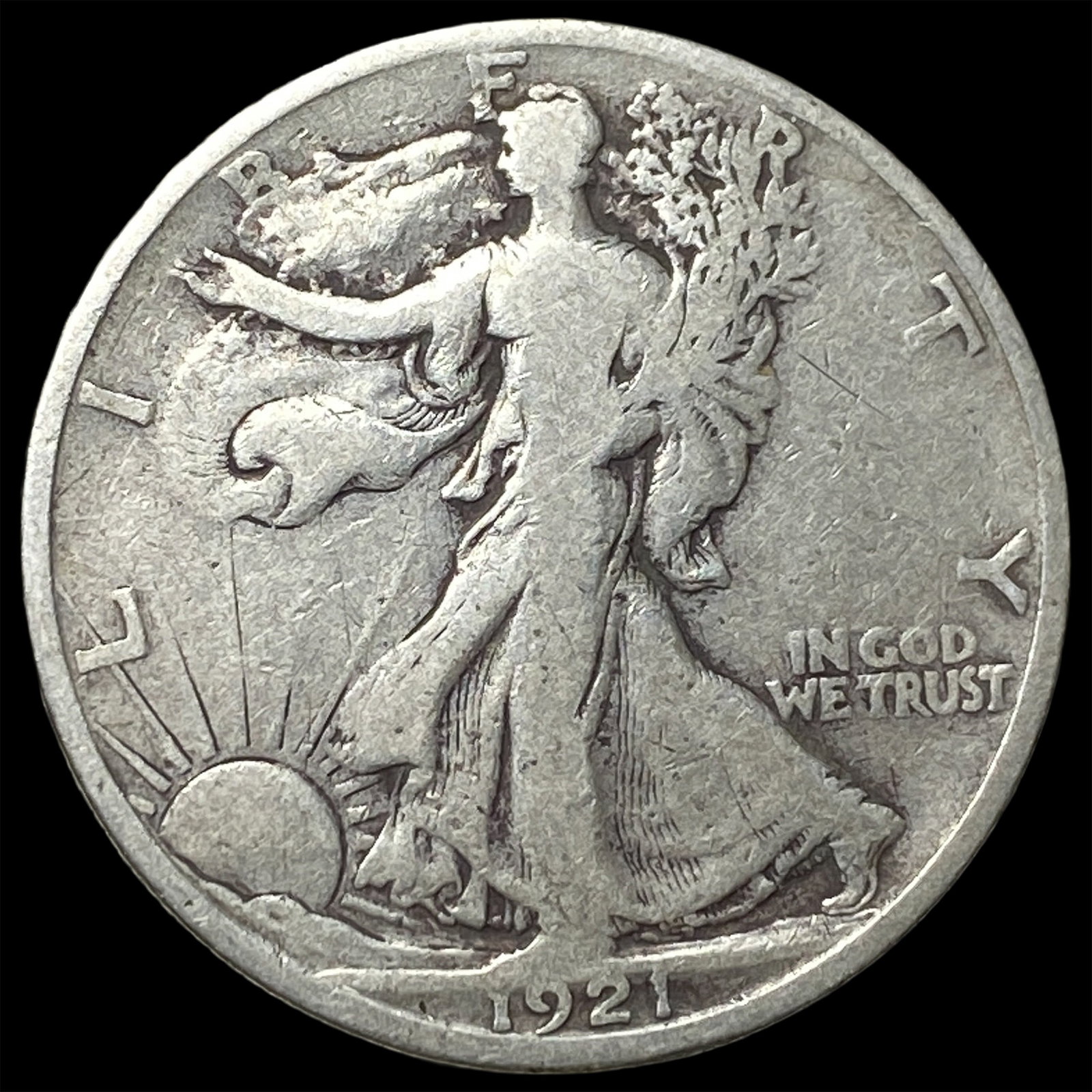 1921-S Silver Walking Liberty Half Dollar NICELY CIRCULATED: 1921-S Silver Walking Liberty Half Dollar NICELY CIRCULATED