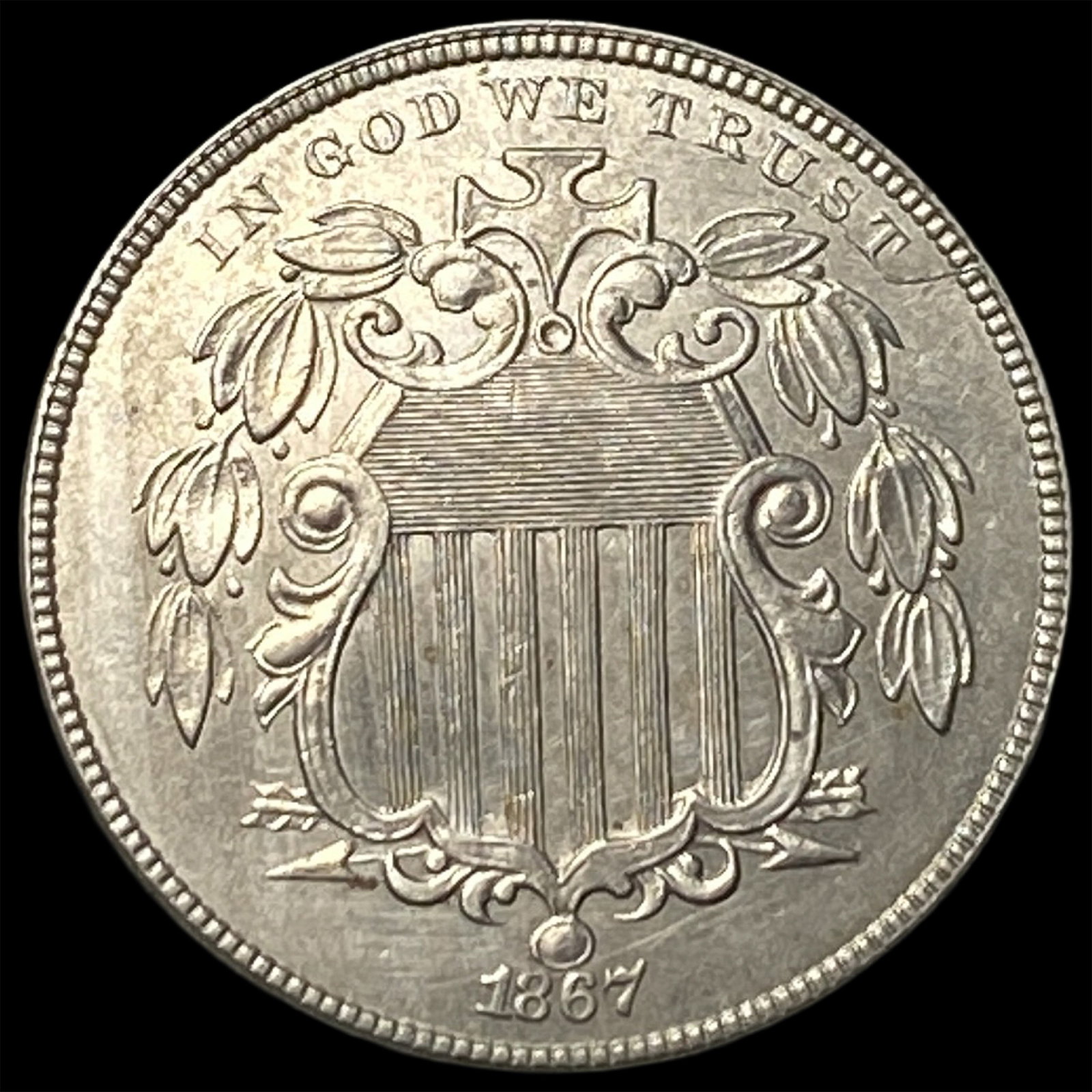 1867 Shield Nickel UNCIRCULATED (1 of 2)