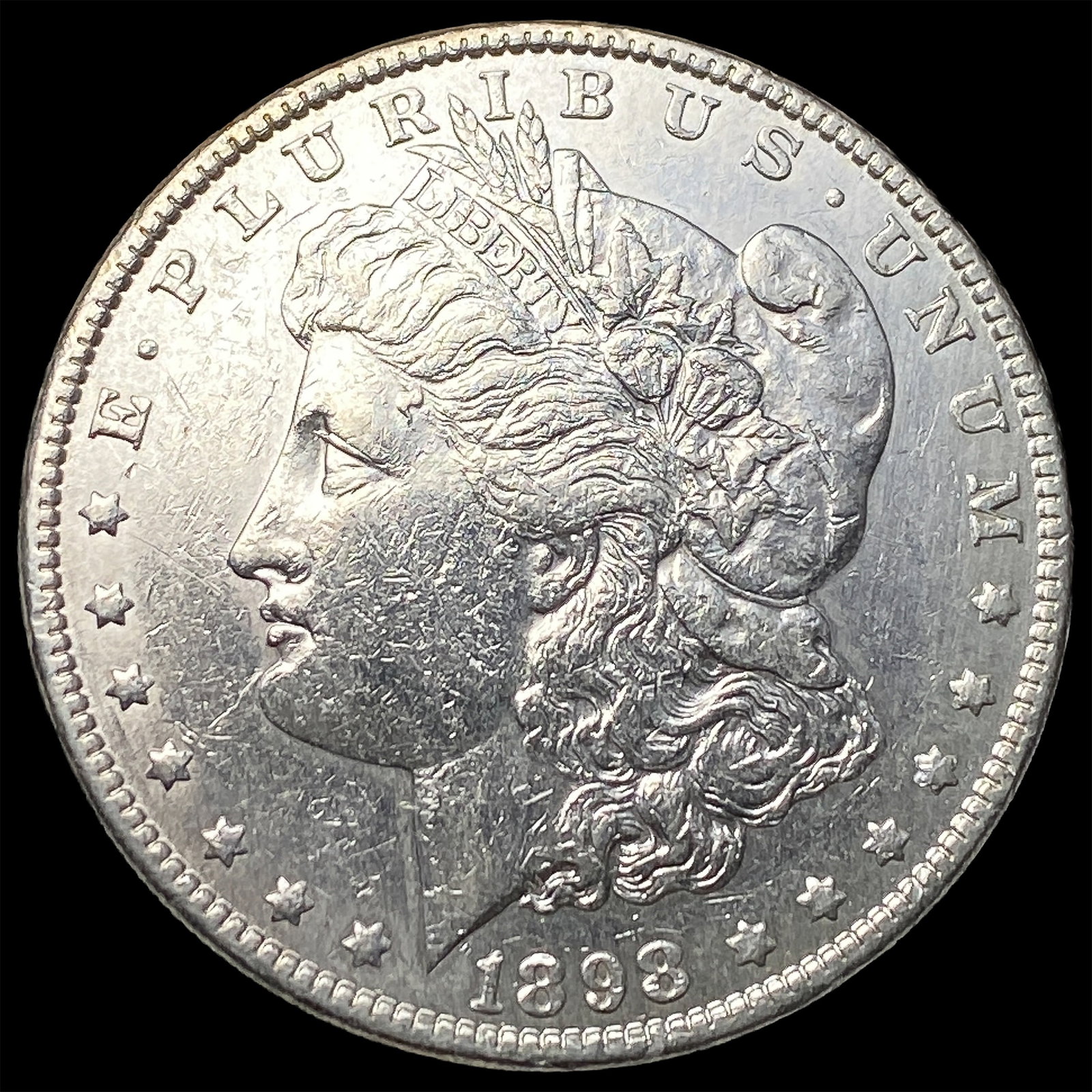 1898 Silver Morgan Dollar ABOUT UNCIRCULATED: 1898 Silver Morgan Dollar ABOUT UNCIRCULATED