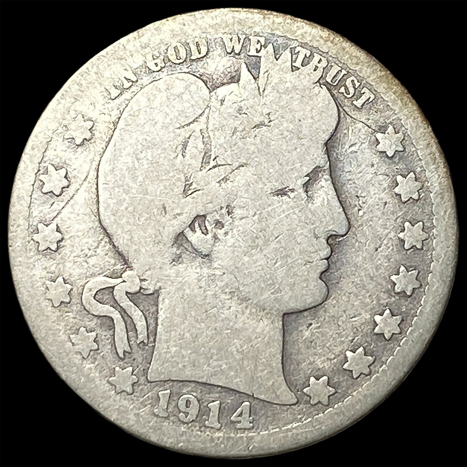 1914-S Silver Barber Quarter NICELY CIRCULATED (1 of 2)