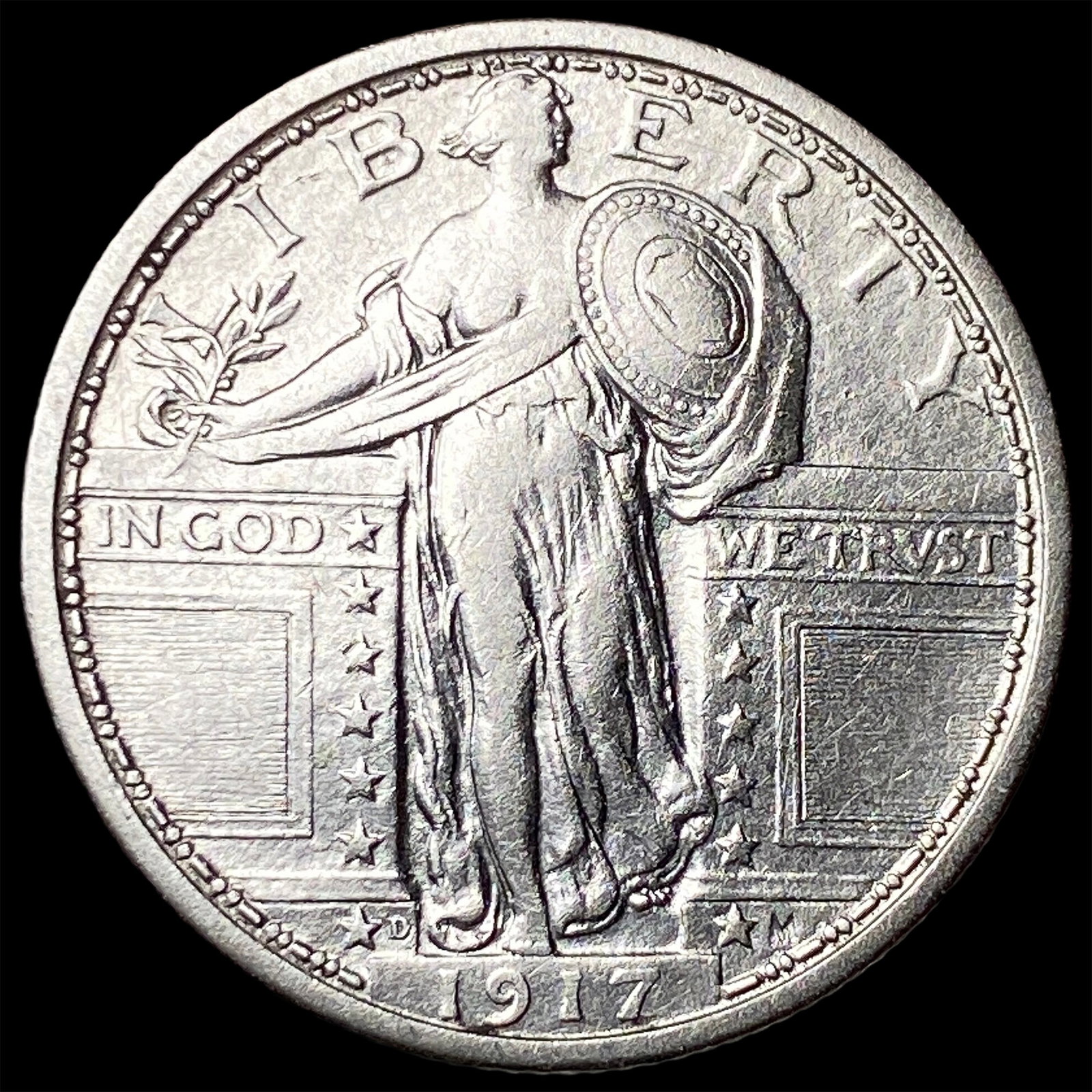 1917-D Type 1 Silver Standing Liberty Quarter CLOSELY UNCIRCULATED (1 of 2)