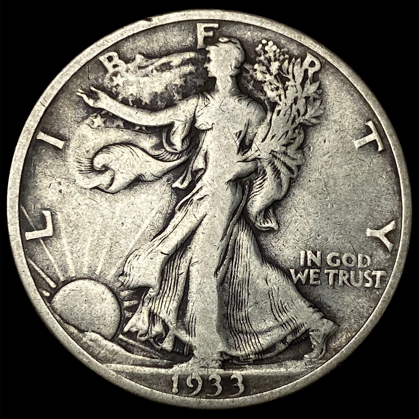 1933-S Silver Walking Liberty Half Dollar ABOUT UNCIRCULATED (1 of 2)