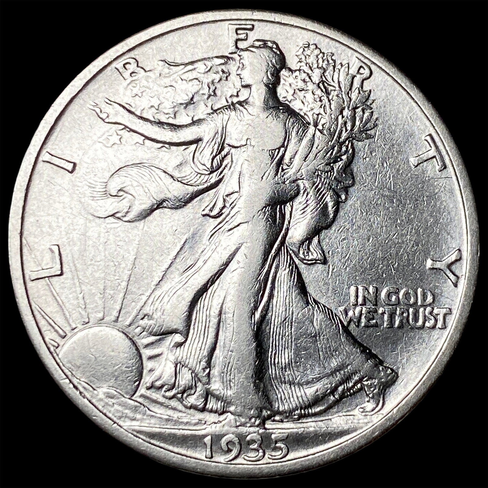1935-S Silver Walking Liberty Half Dollar NEARLY UNCIRCULATED (1 of 2)
