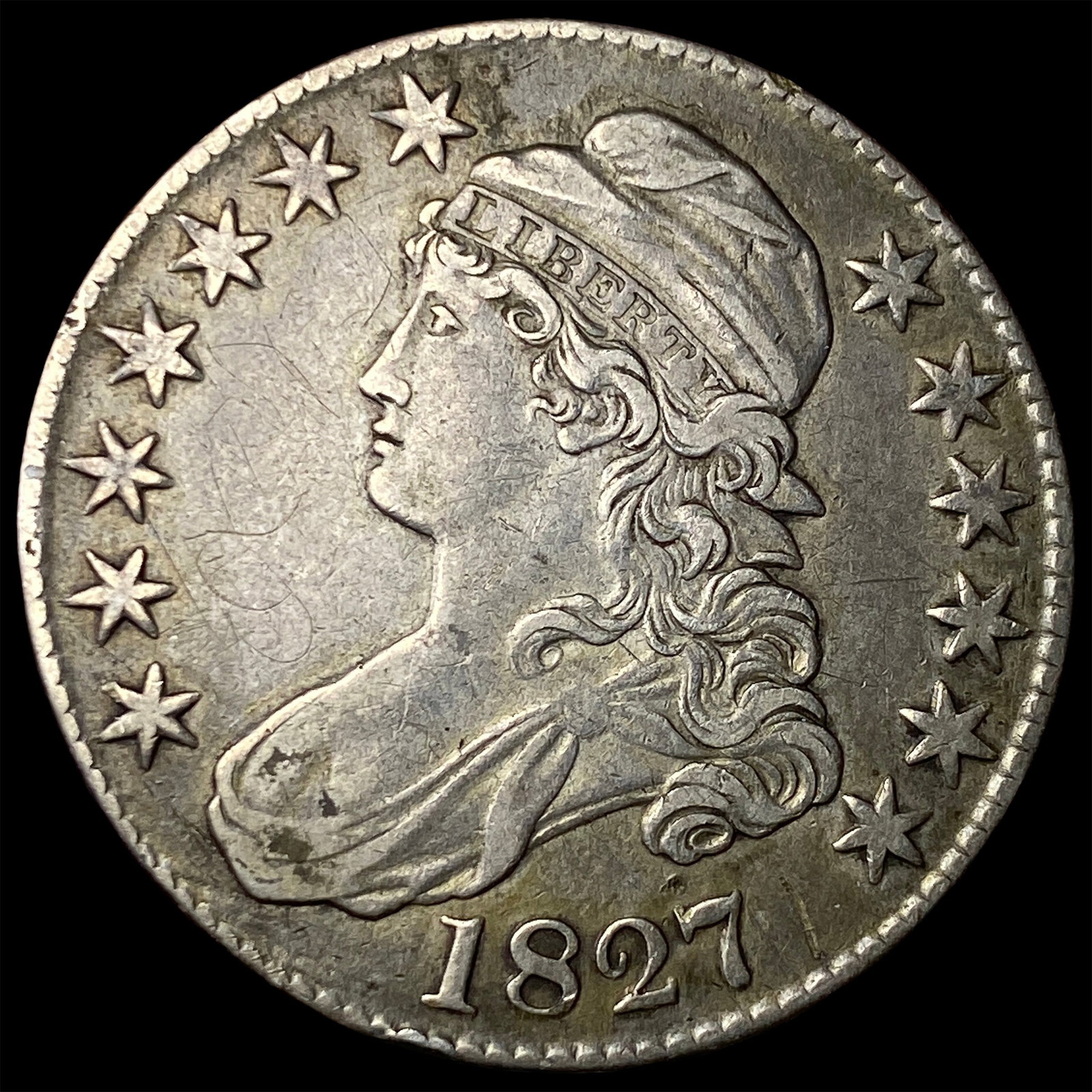 1827 Capped Bust Half Dollar ABOUT UNCIRCULATED (1 of 2)