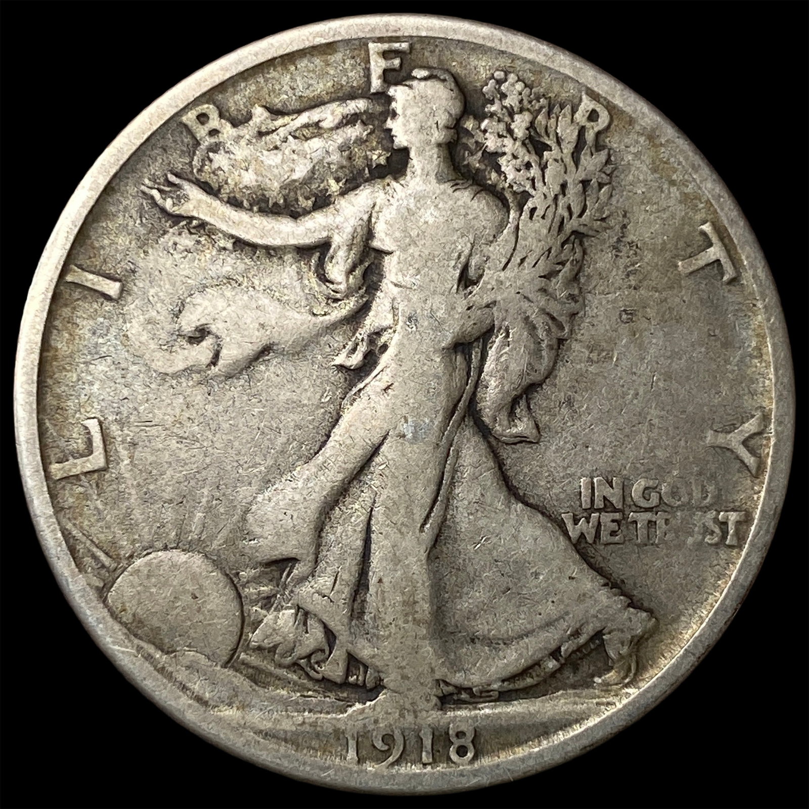 1918-S Silver Walking Liberty Half Dollar NICELY CIRCULATED: 1918-S Silver Walking Liberty Half Dollar NICELY CIRCULATED