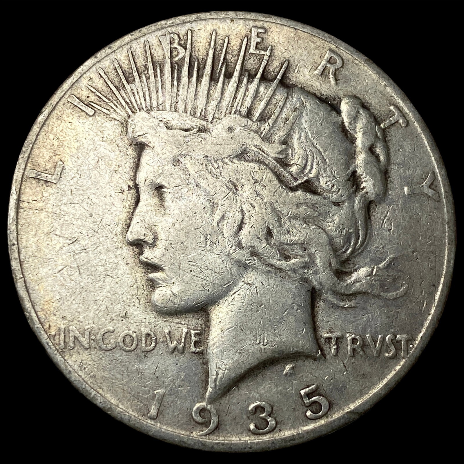 1935-S Silver Peace Dollar ABOUT UNCIRCULATED (1 of 2)