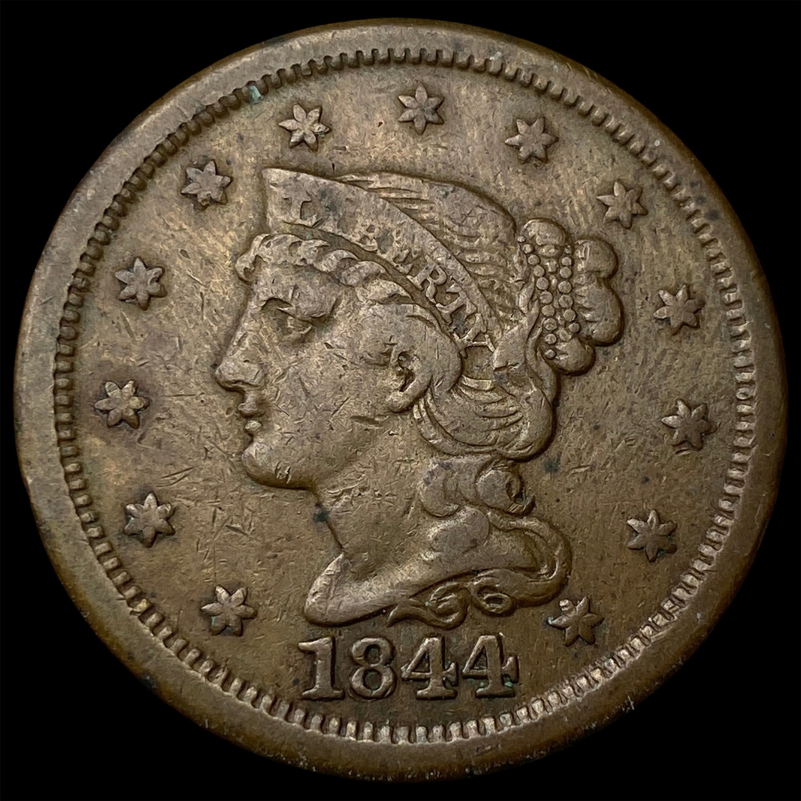 1844 Braided Hair Large Cent ABOUT UNCIRCULATED (1 of 2)