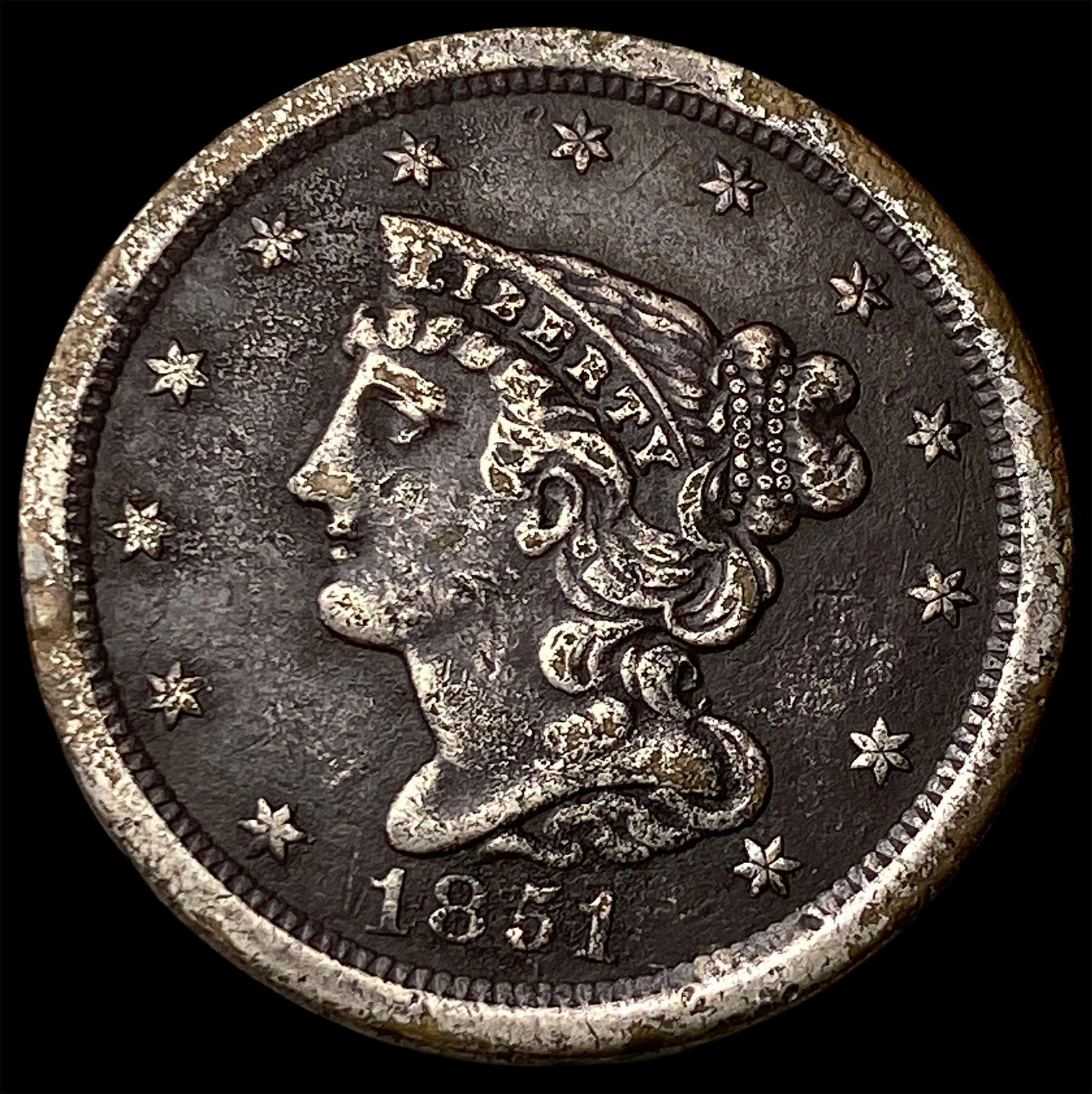 1851 Braided Hair Half Cent HIGH GRADE (1 of 2)