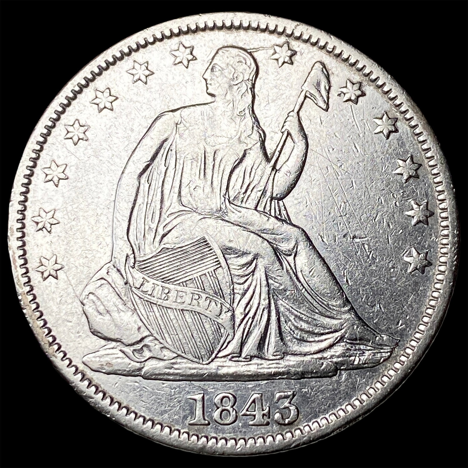 1843 Seated Liberty Half Dollar NEARLY UNCIRCULATED (1 of 2)