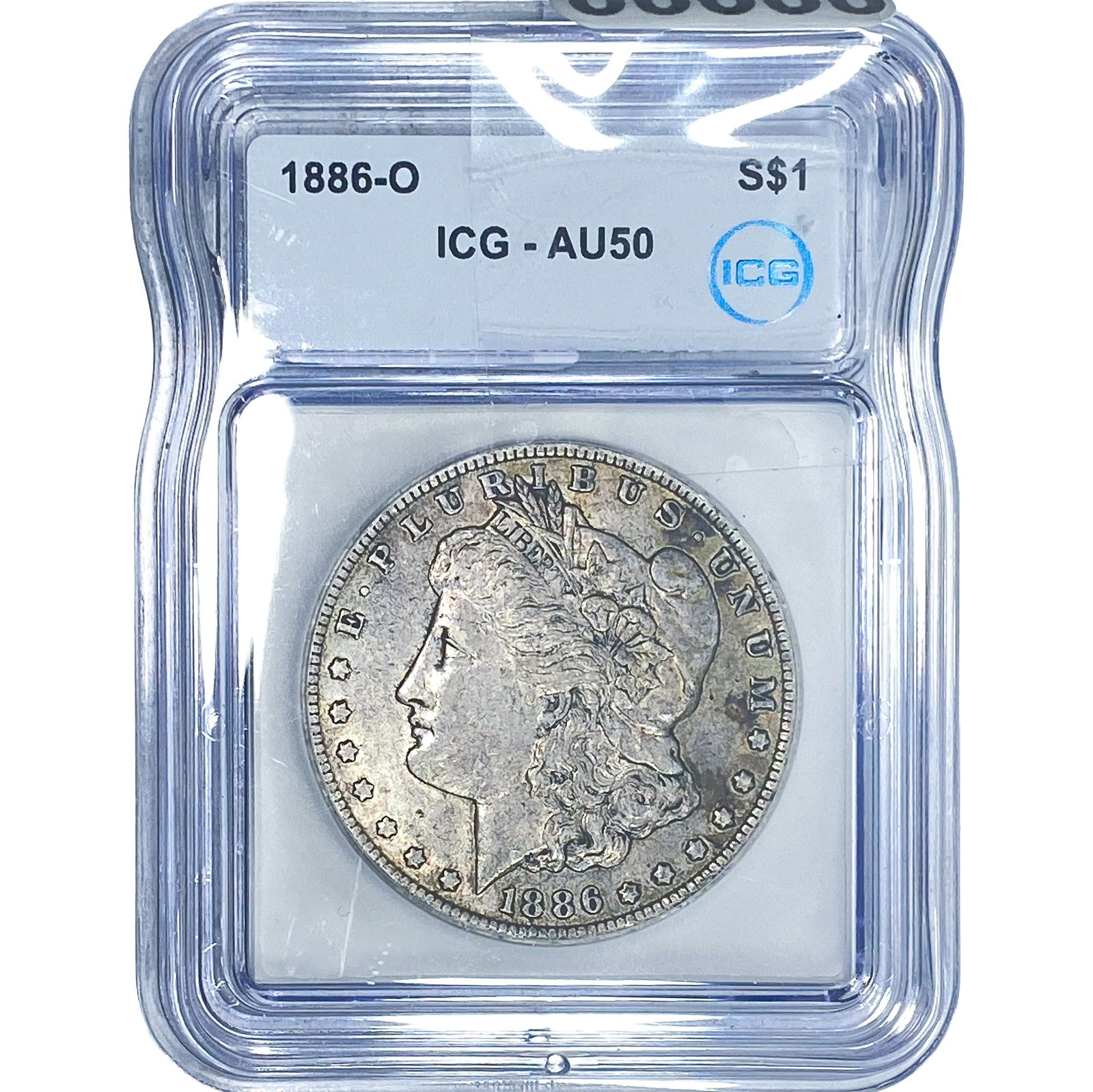 1886-O Morgan Silver Dollar ICG AU50: 1886-O Morgan Silver Dollar ICG AU50