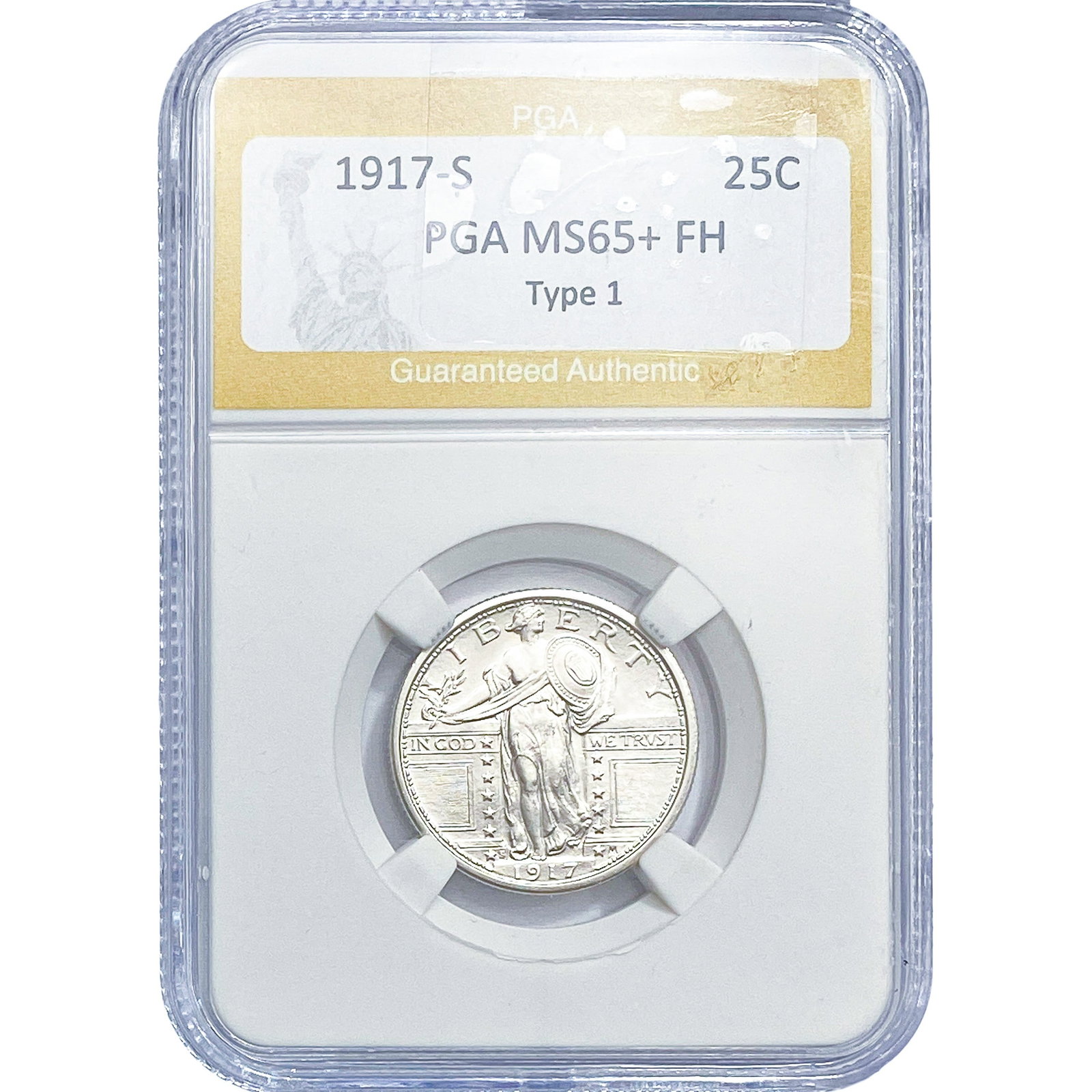 1917-S Standing Liberty Quarter PGA MS65+ FH Type 1: 1917-S Standing Liberty Quarter PGA MS65+ FH Type 1