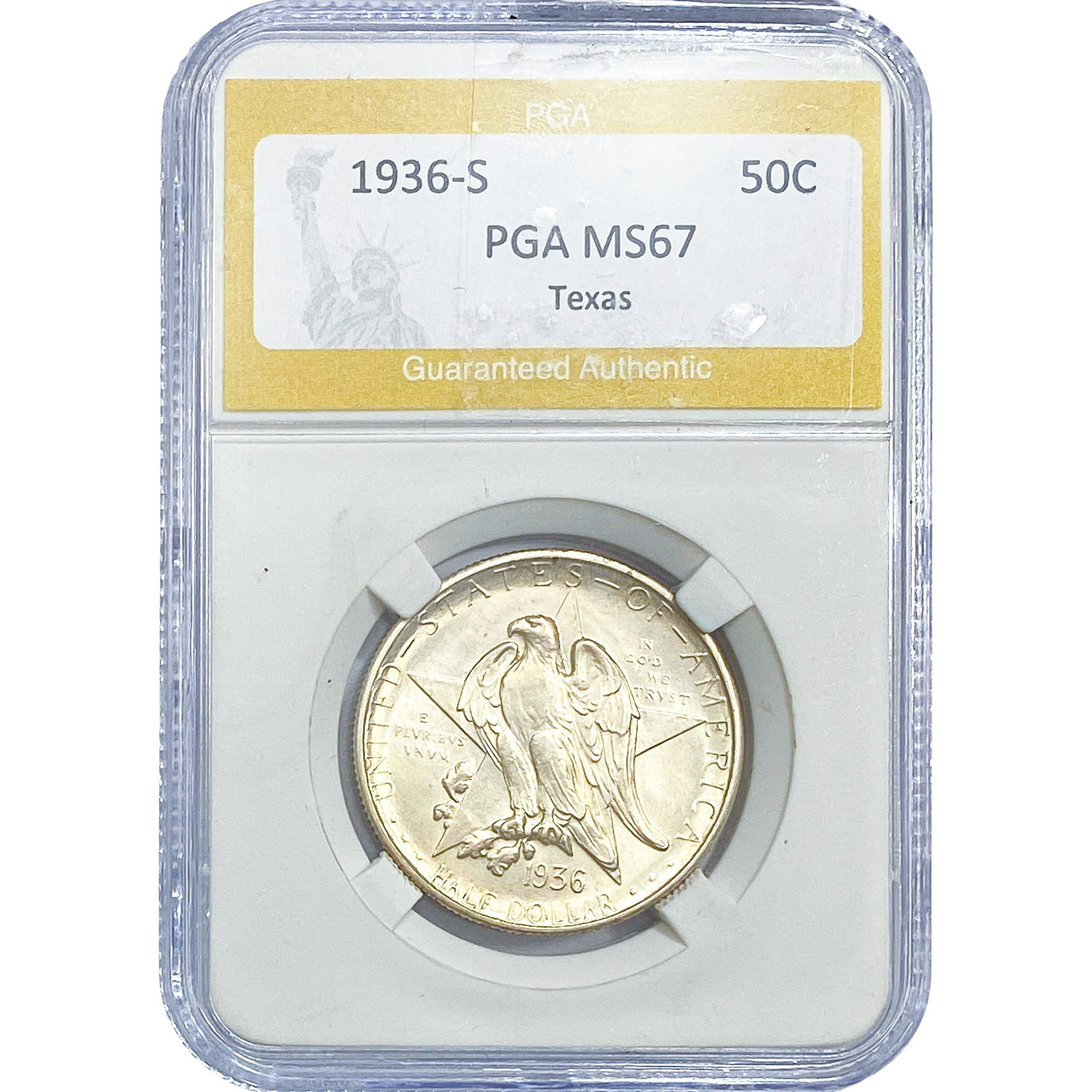 1936-S Texas Half Dollar PGA MS67: 1936-S Texas Half Dollar PGA MS67