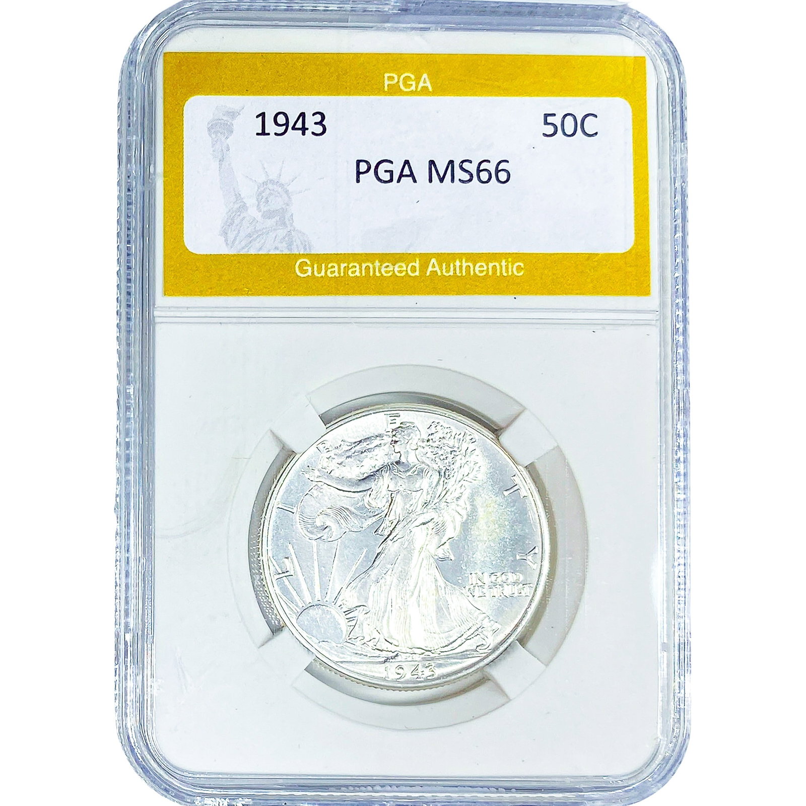 1943 Walking Liberty Half Dollar PGA MS66: 1943 Walking Liberty Half Dollar PGA MS66