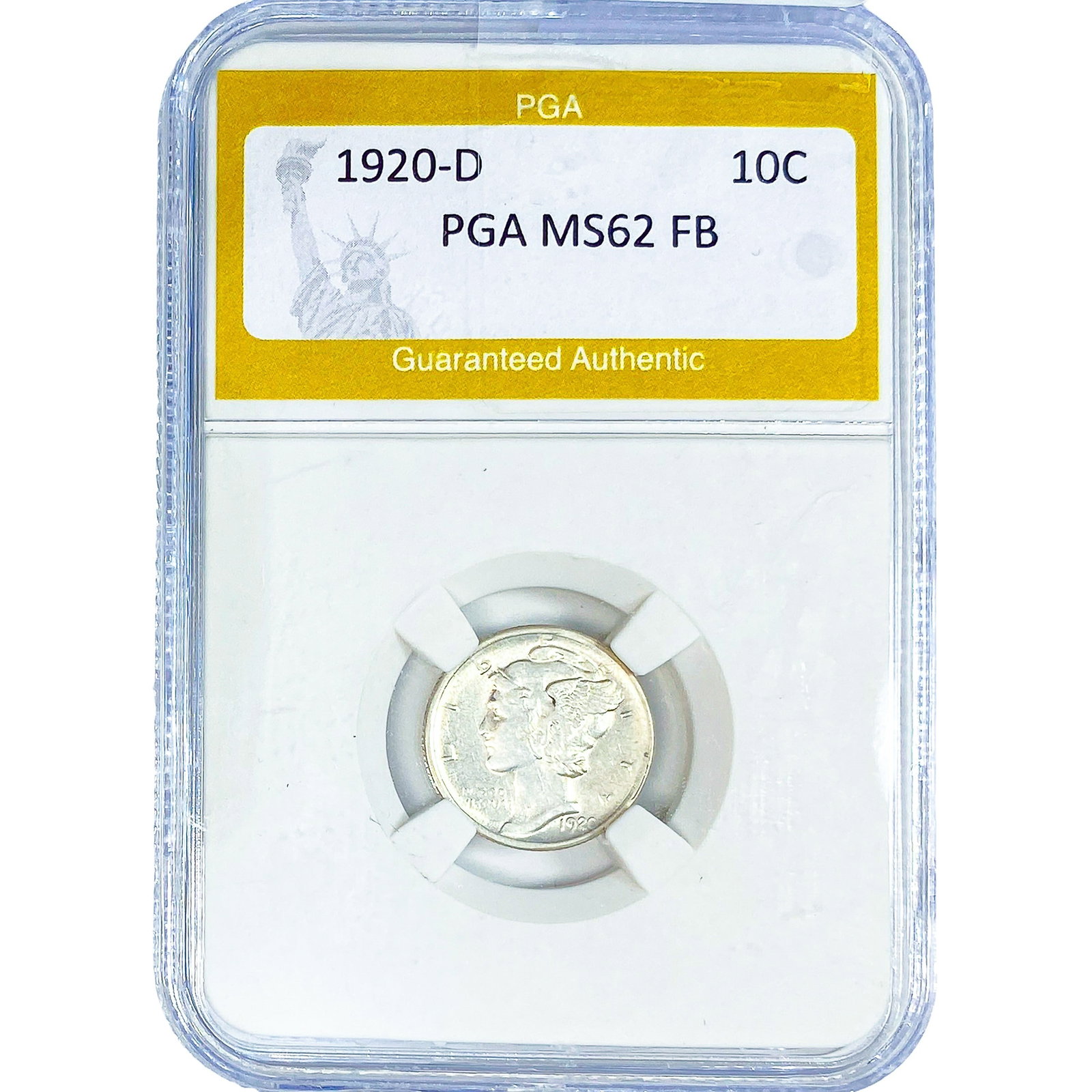 1920-D Mercury Silver Dime PGA MS62 FB (1 of 2)