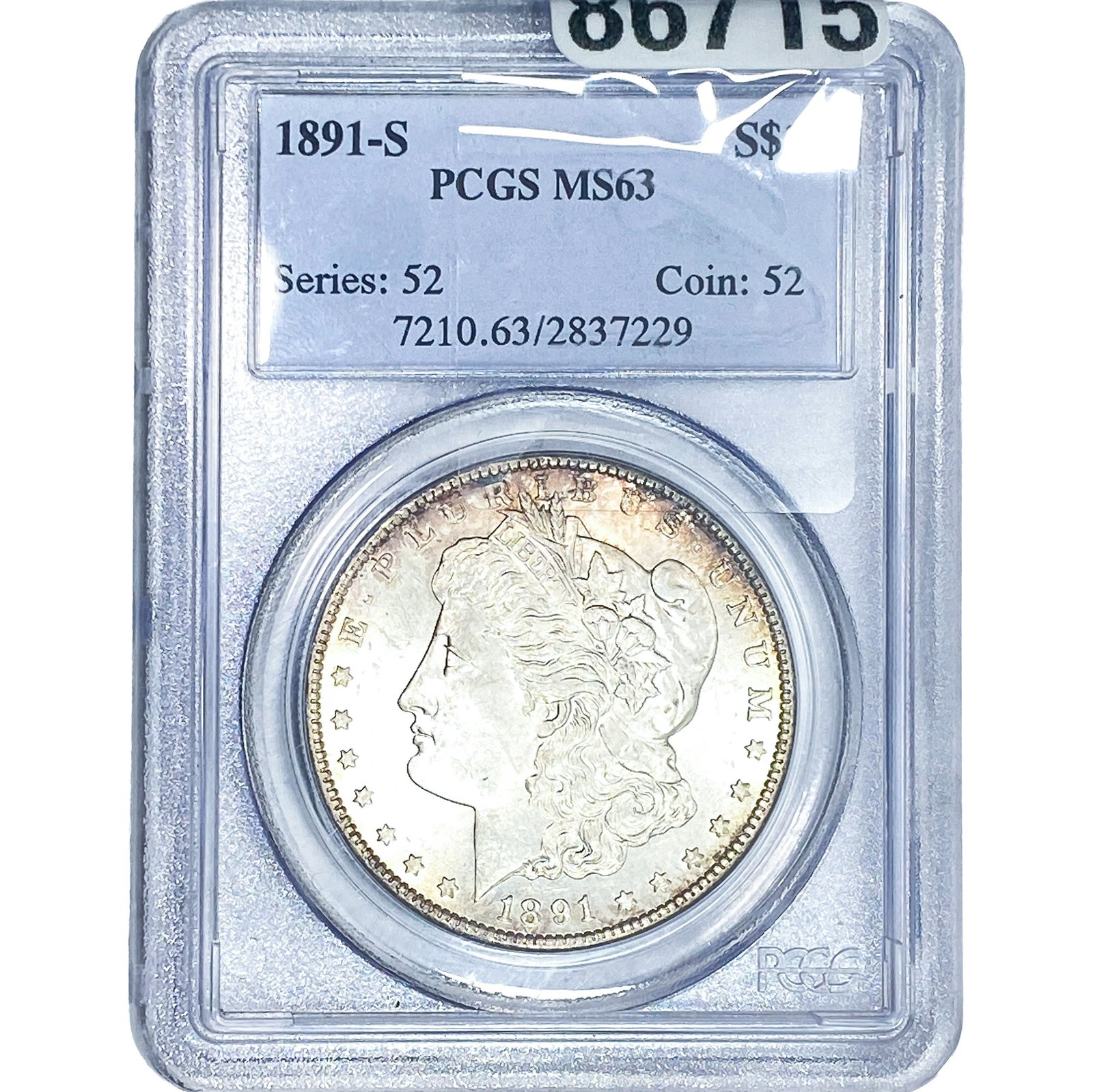 1891-S Morgan Silver Dollar PCGS MS63 (1 of 2)