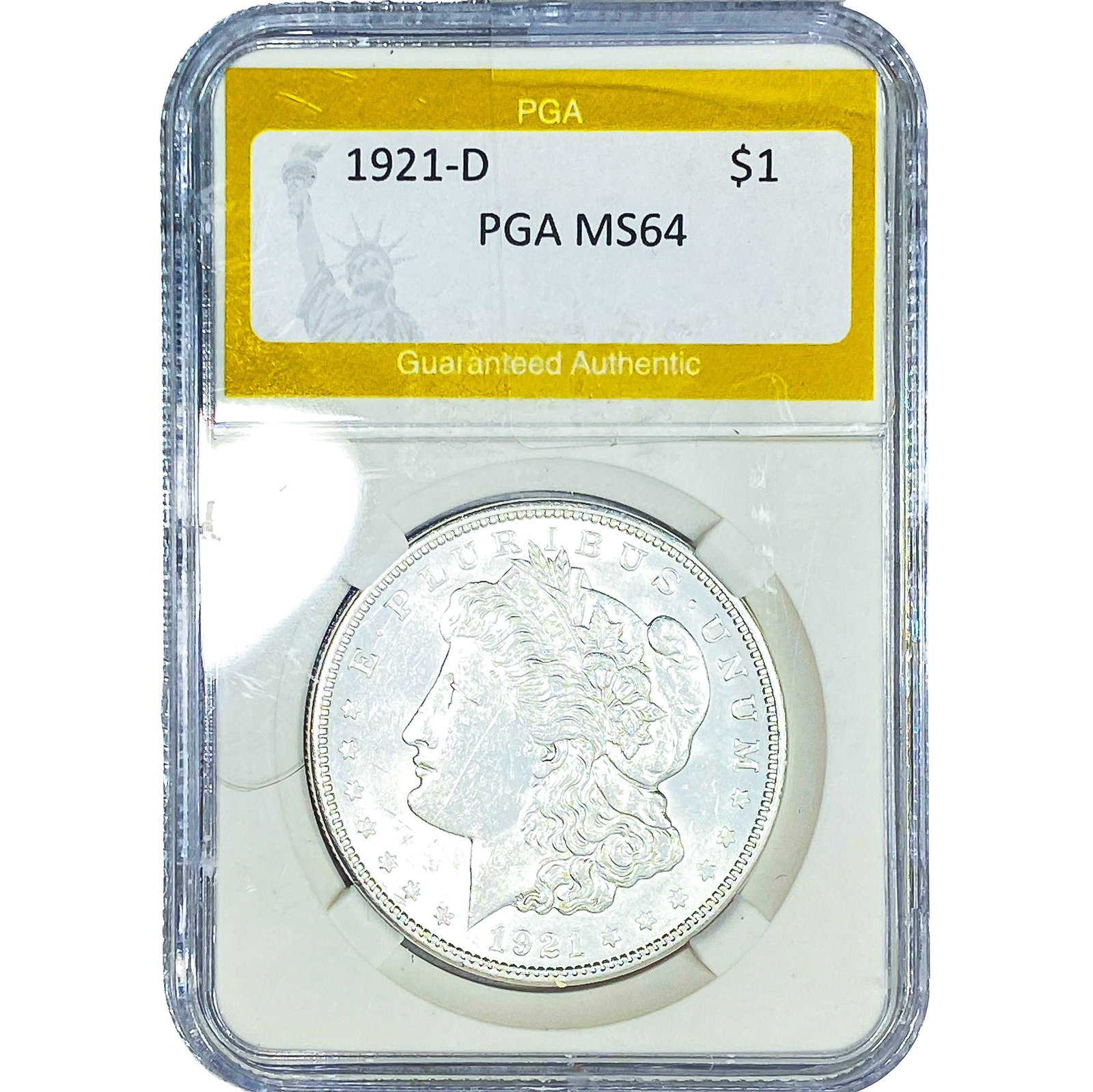 1921-D Morgan Silver Dollar PGA MS64: 1921-D Morgan Silver Dollar PGA MS64