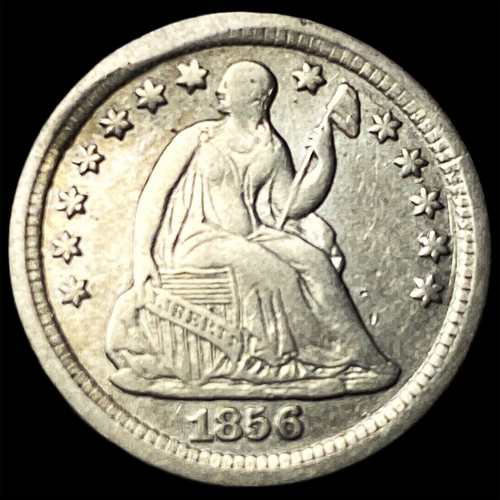 1856 Seated Liberty Half Dime NEARLY UNCIRCULATED: 1856 Seated Liberty Half Dime NEARLY UNCIRCULATED