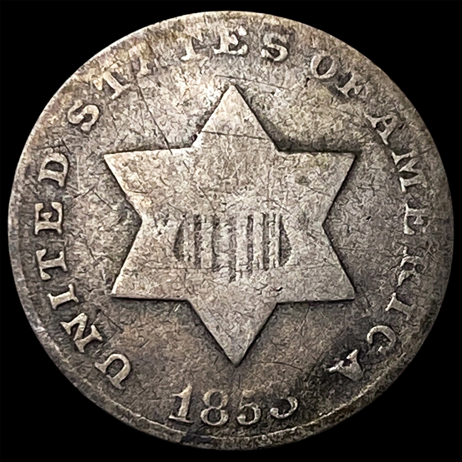 1852 Silver Three-Cent Piece LIGHTLY CIRCULATED (1 of 2)