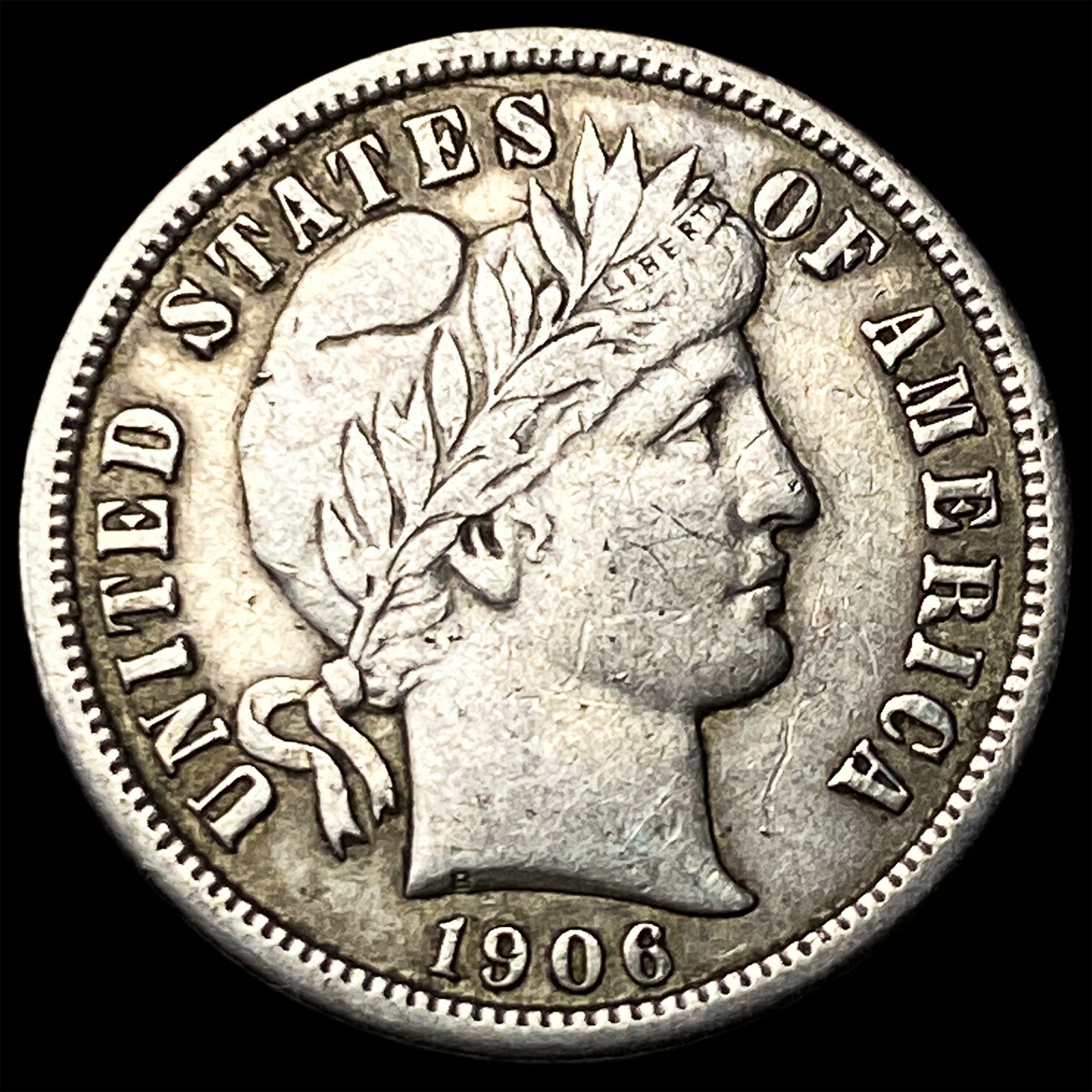 1906-S Silver Barber Dime NEARLY UNCIRCULATED (1 of 2)