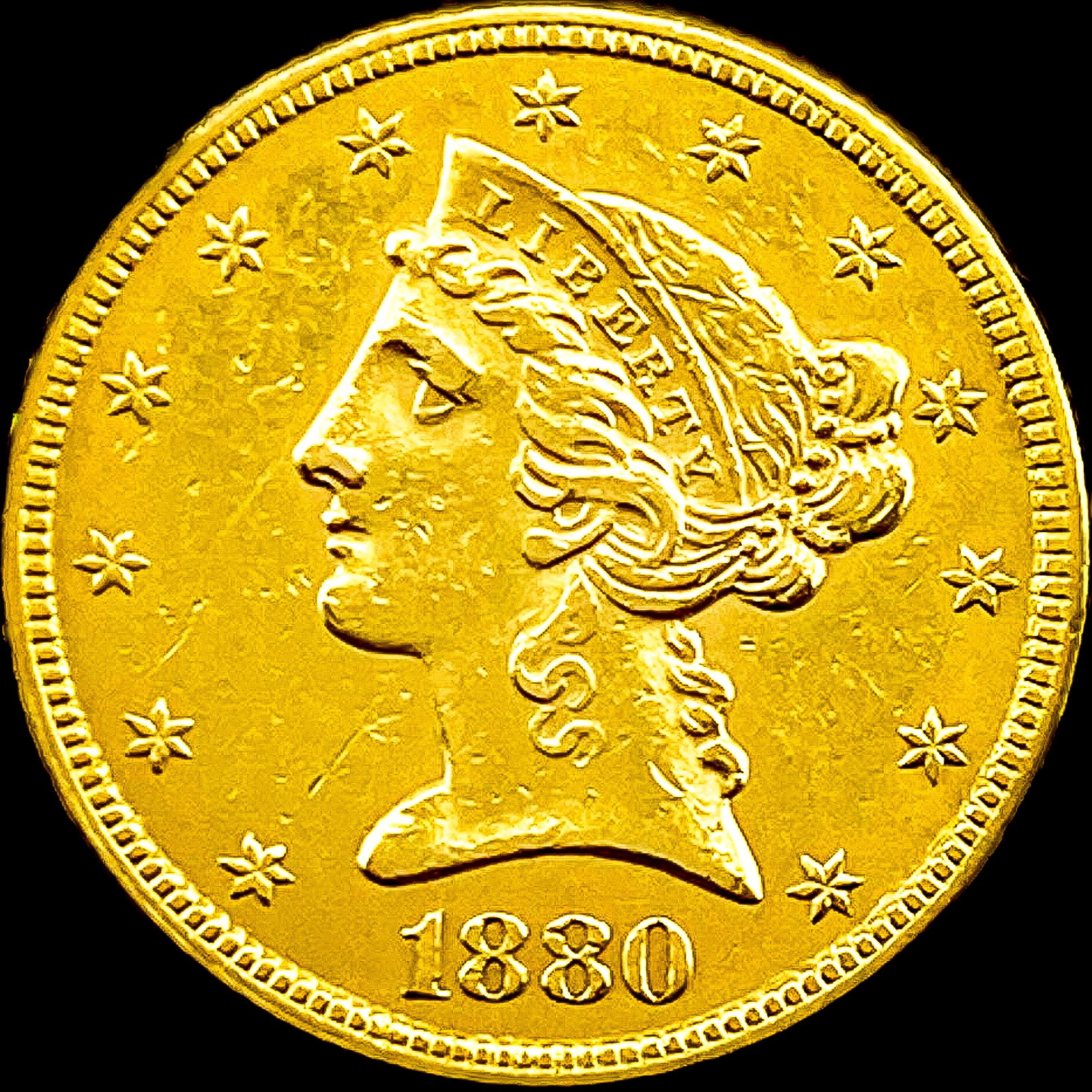 1880 Gold $5 Half Eagle CLOSELY UNCIRCULATED (1 of 2)