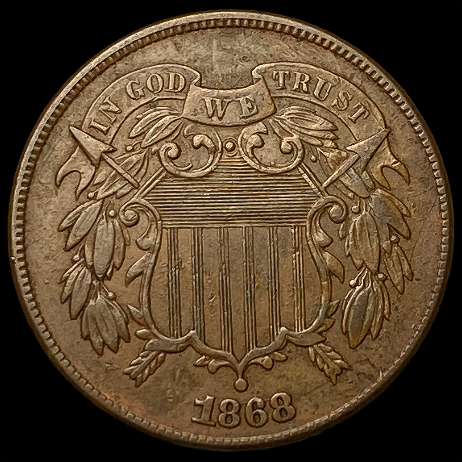 1868 Copper Two-Cent Piece CLOSELY UNCIRCULATED (1 of 2)