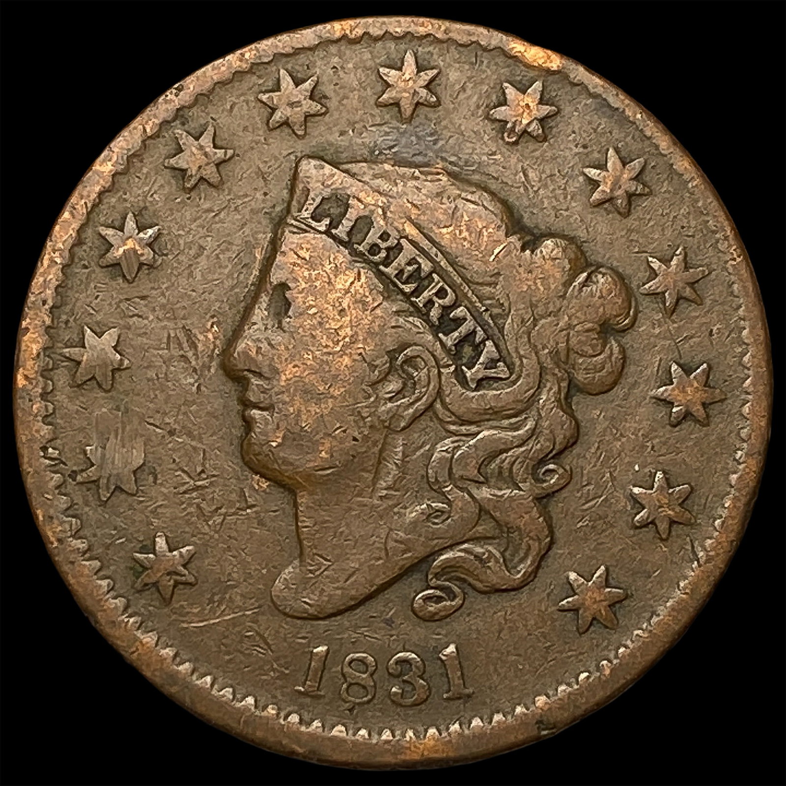 1831 Coronet Head Large Cent LIGHTLY CIRCULATED: 1831 Coronet Head Large Cent LIGHTLY CIRCULATED