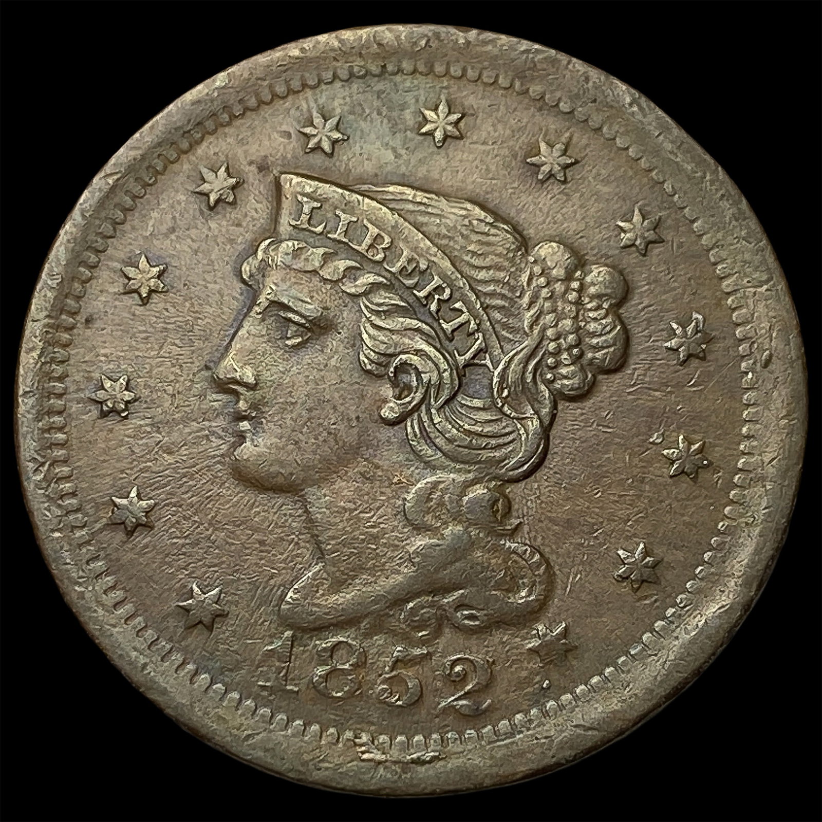 1852 Braided Hair Large Cent CLOSELY UNCIRCULATED (1 of 2)