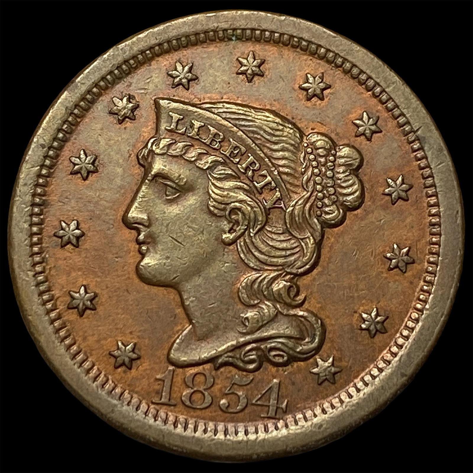 1854 Braided Hair Large Cent UNCIRCULATED: 1854 Braided Hair Large Cent UNCIRCULATED