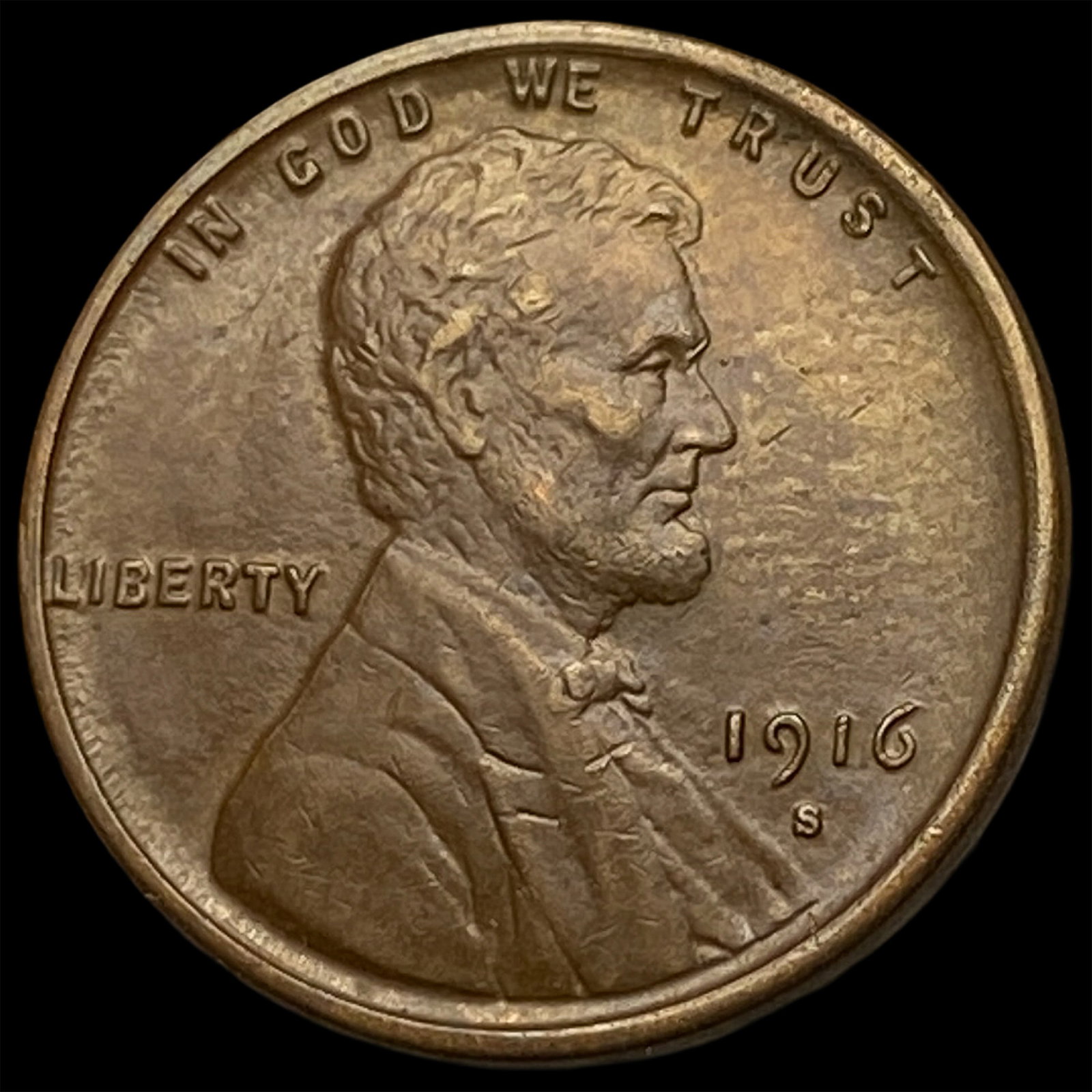 1916-S Lincoln Wheat Cent CHOICE AU: 1916-S Lincoln Wheat Cent CHOICE AU