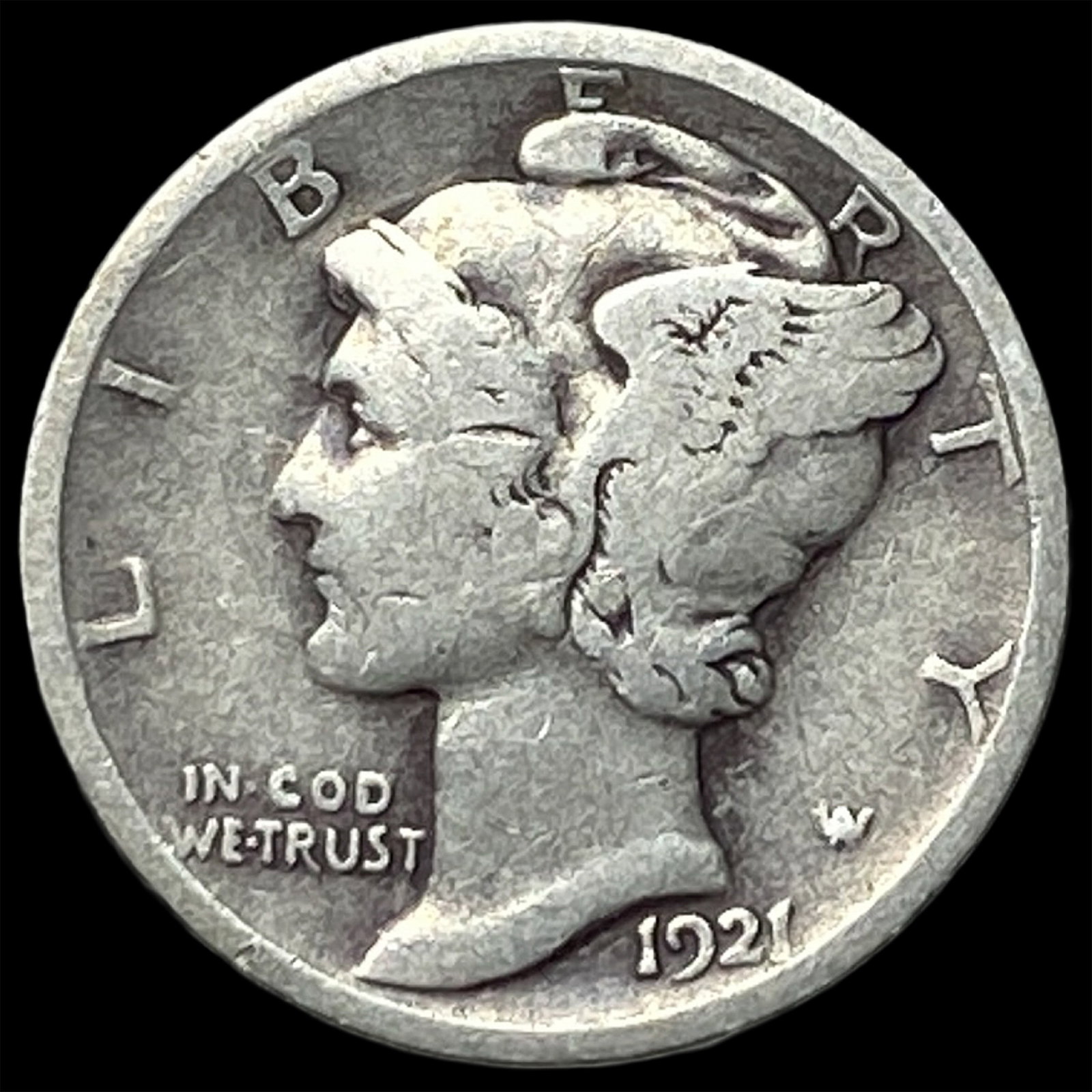 1921 Silver Mercury Dime NEARLY UNCIRCULATED (1 of 2)